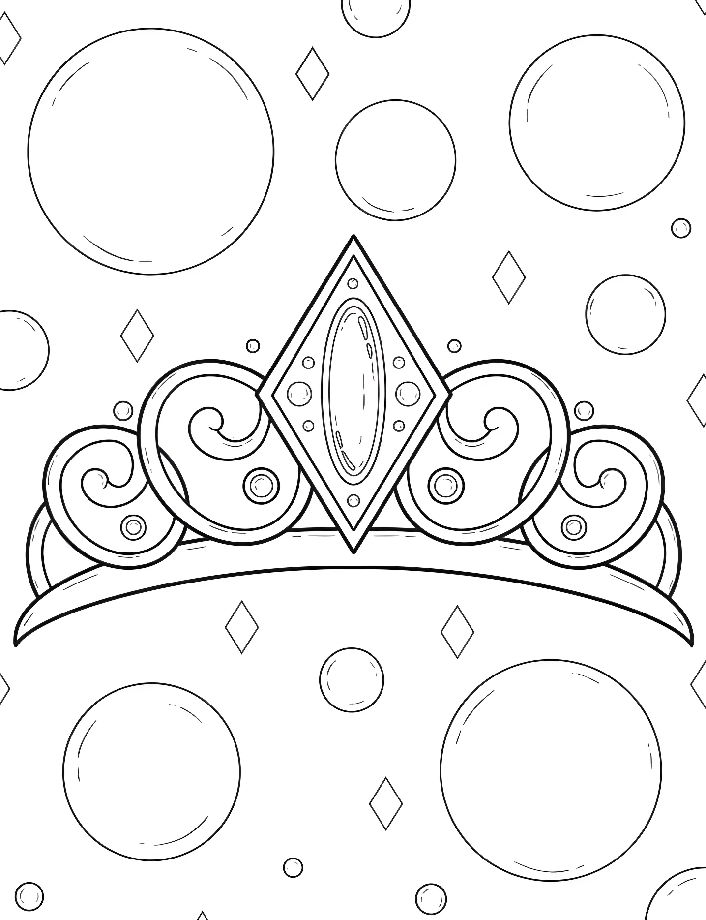 Милая корона №6659. Раскраски для девочек по категориям. Корона (Crown).