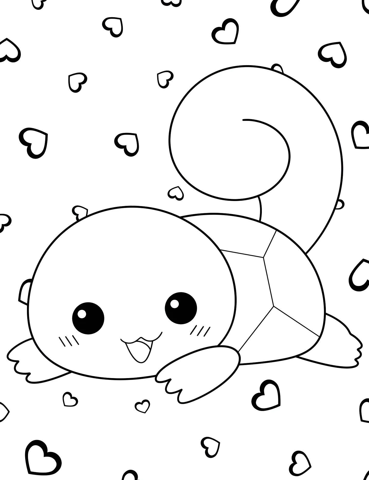 Милый Сквиртл №10047. Раскраски для девочек по категориям. Сквиртл (Squirtle).