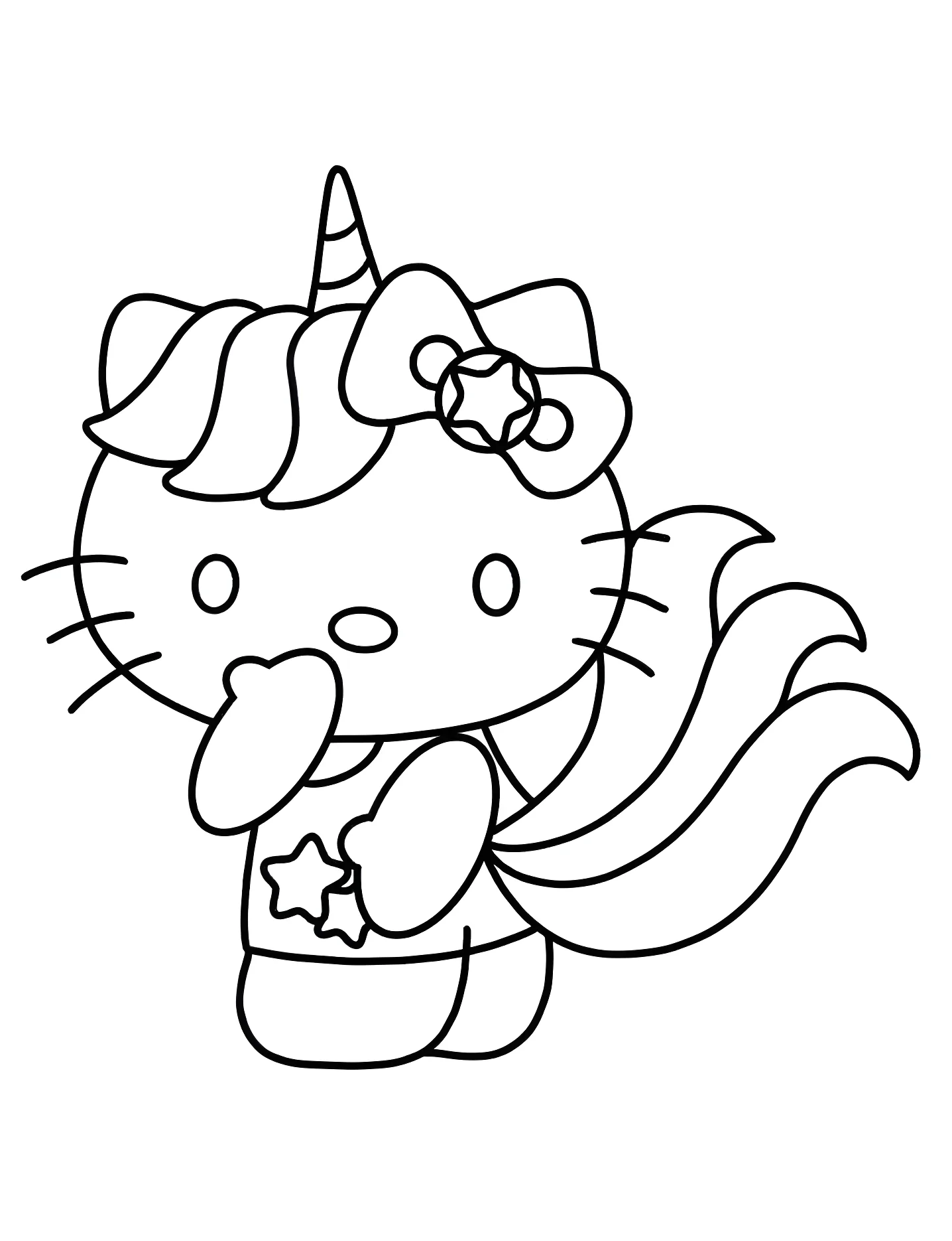 Милая Hello Kitty в образе единорога №8233. Раскраски для девочек по категориям. Хелло Китти (Hello Kitty).