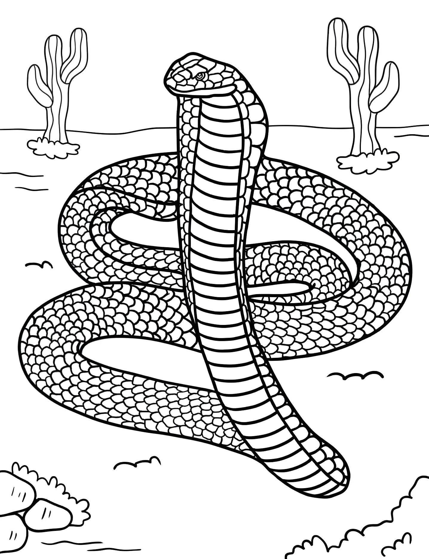 Королевская кобра №9974. Раскраски для девочек по категориям. Змея (Snake).