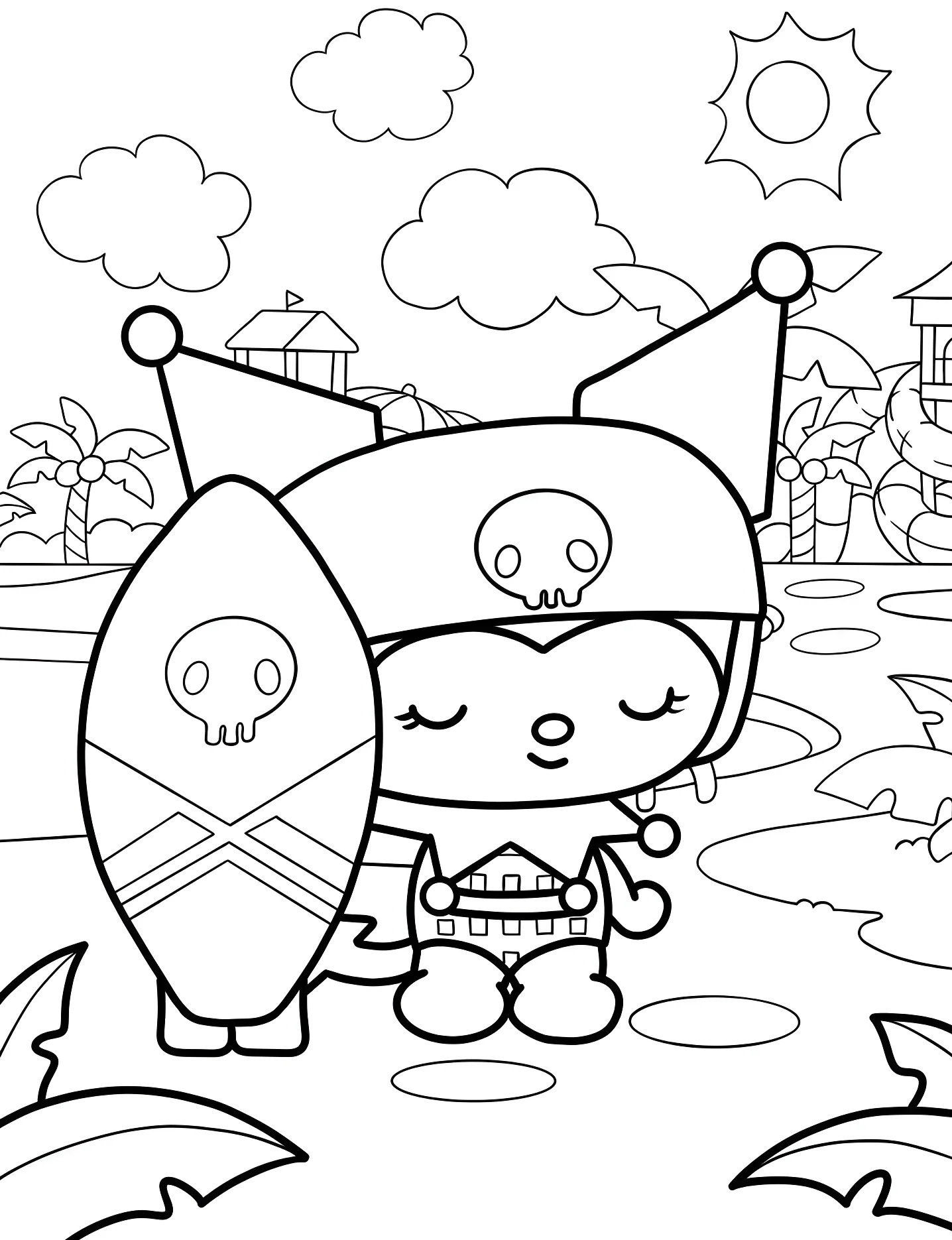Куроми с серфом №9816. Раскраски для девочек по категориям. Санрио (Sanrio).