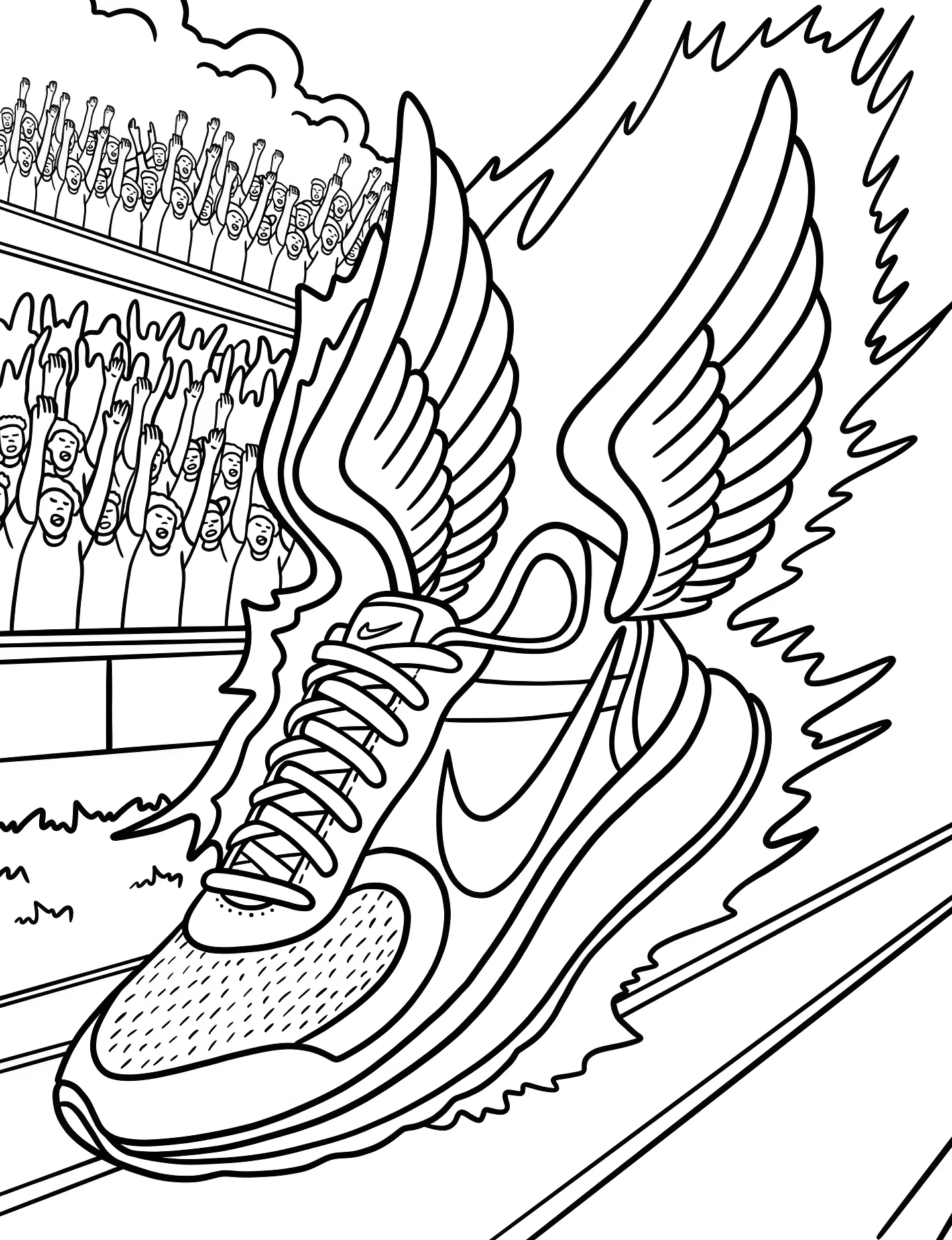 Кроссовки Nike с крыльями №9049. Раскраски для девочек по категориям. Найк (Nike).