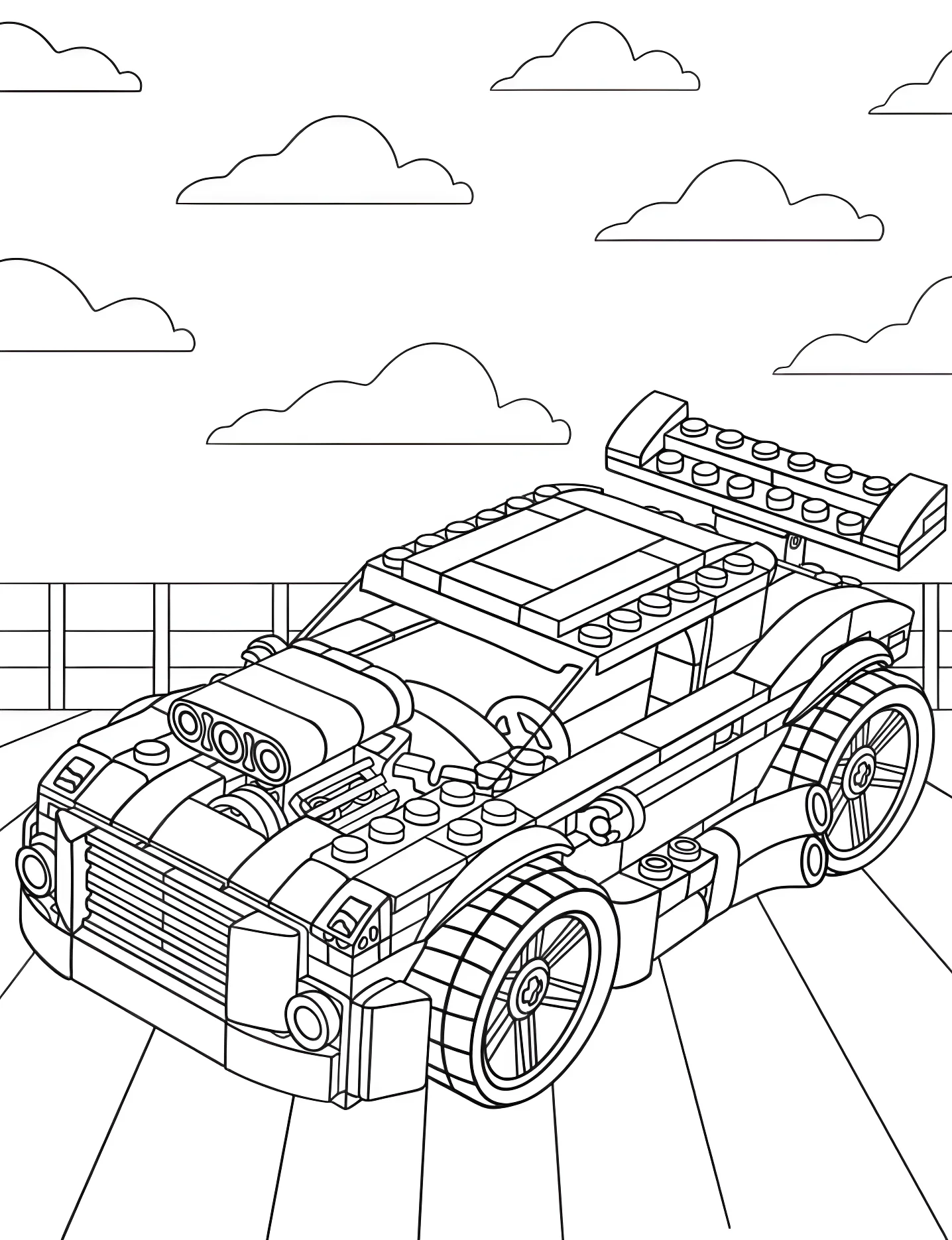 Гоночный автомобиль Lego №8578. Раскраски для девочек по категориям. ЛЕГО (LEGO).