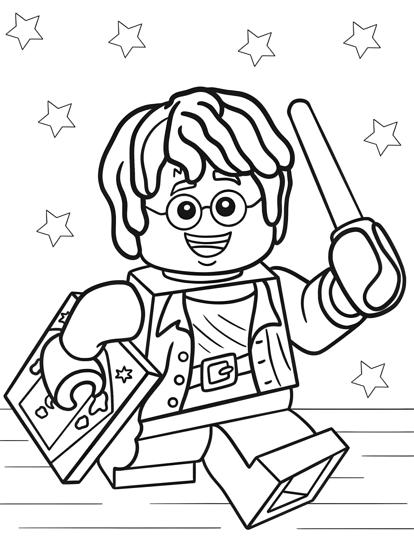 Гарри Поттер из Lego с волшебной палочкой №8582. Раскраски для девочек по категориям. ЛЕГО (LEGO).