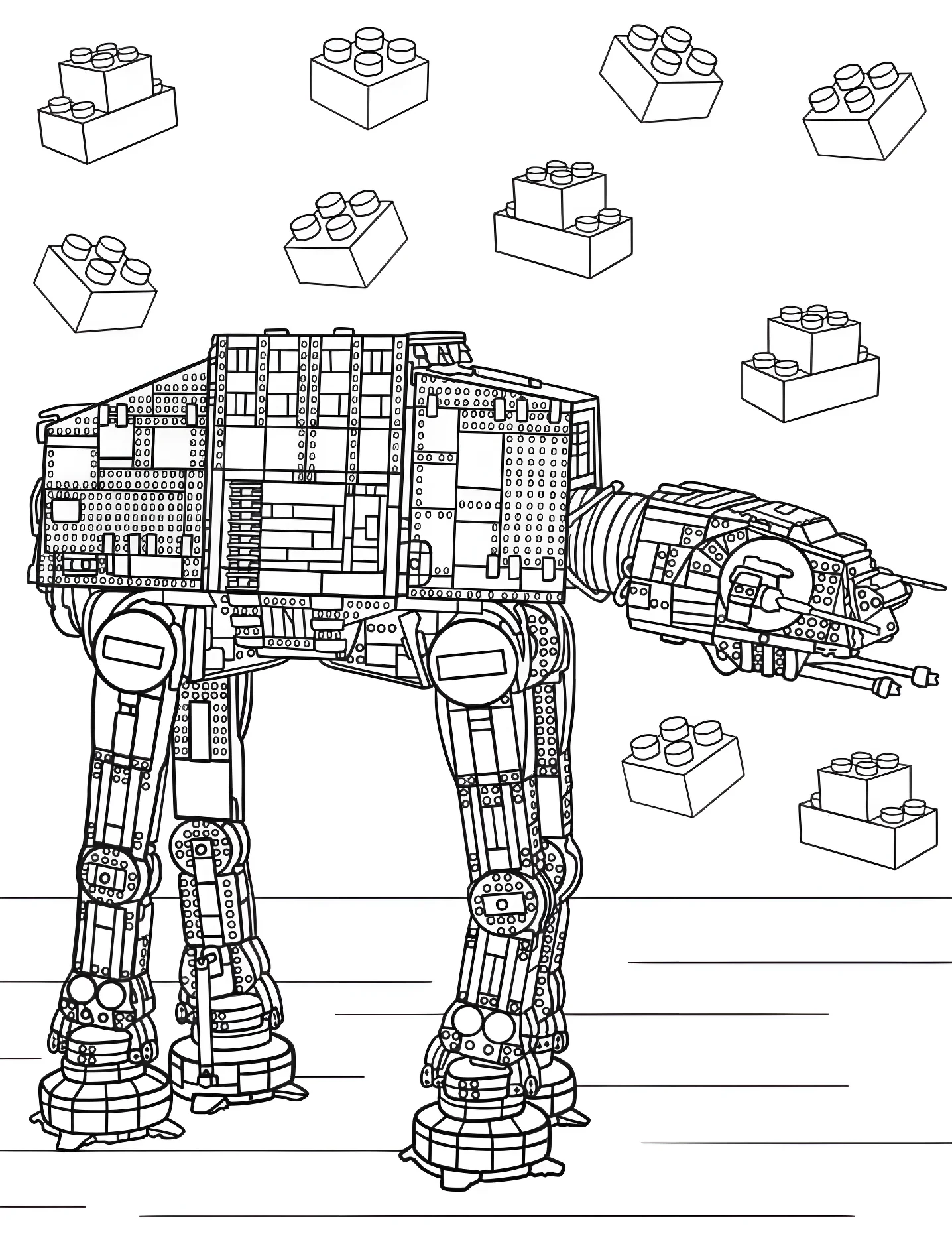 Большой AT-AT из Lego №8597. Раскраски для девочек по категориям. ЛЕГО (LEGO).