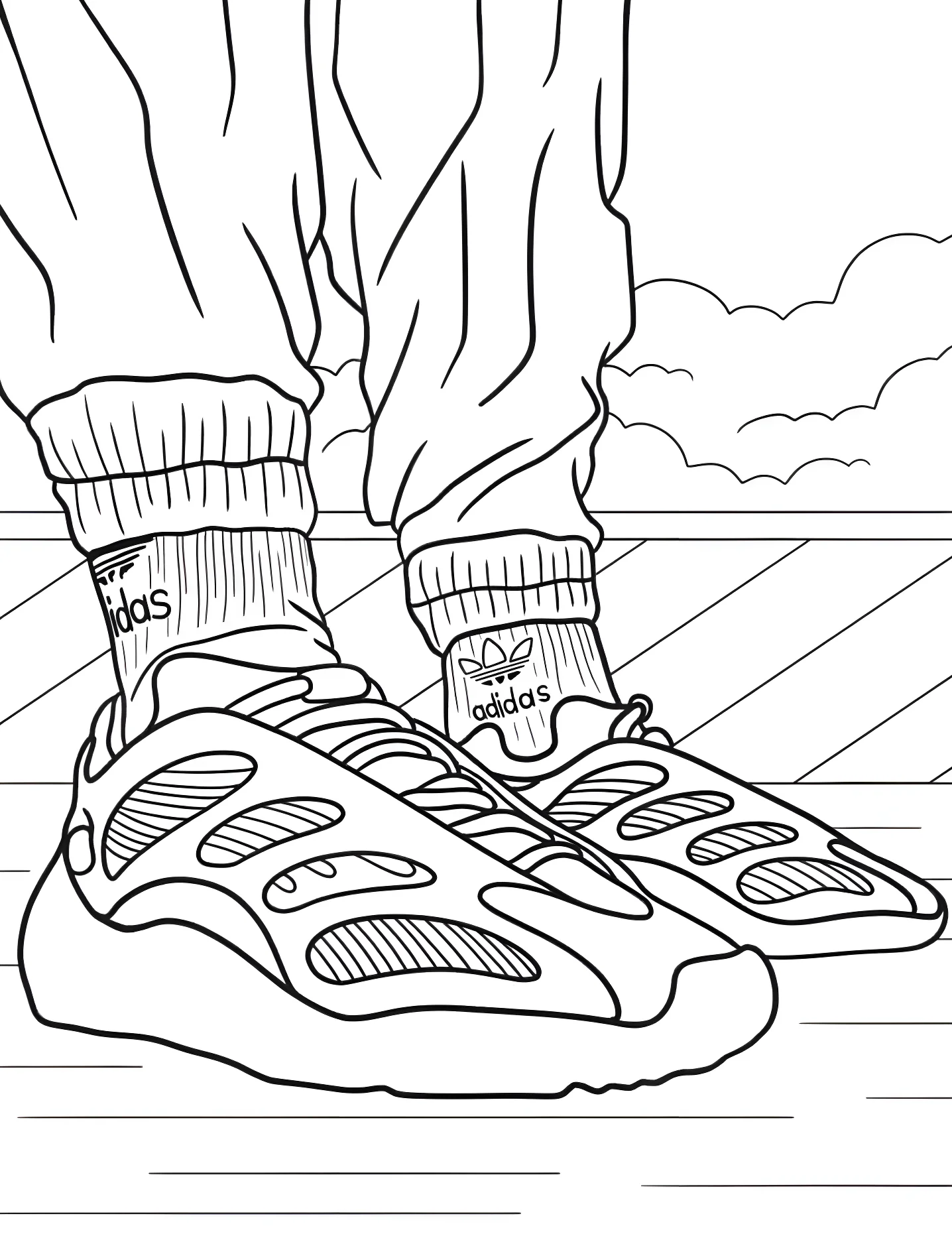 Стильные кроссовки Yeezy №9906. Раскраски для девочек по категориям. Обувь (Shoe).