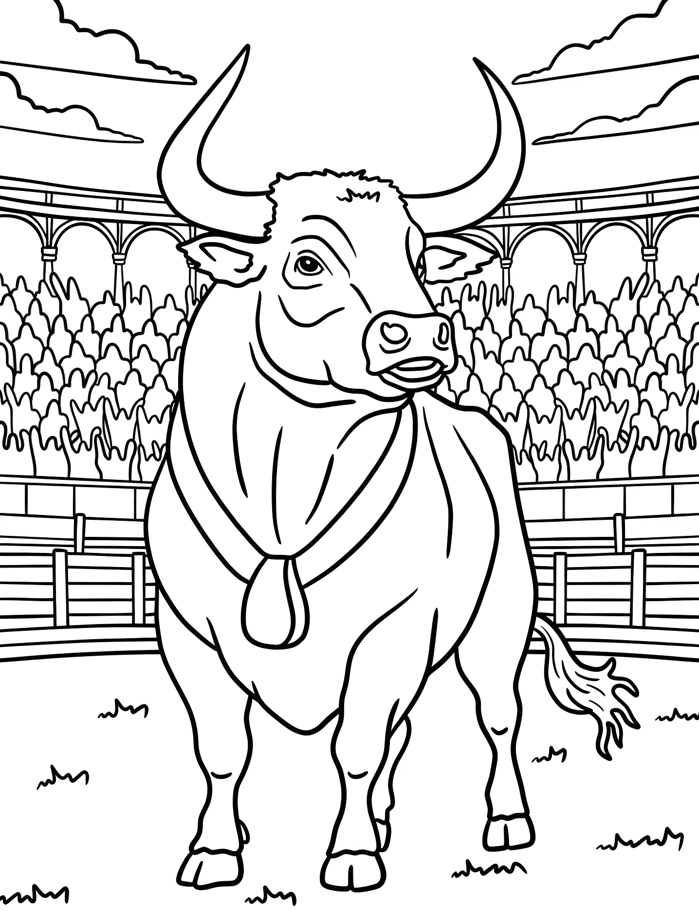 Могучий бык на арене №5797. Раскраски для девочек по категориям. Бык (Bull).