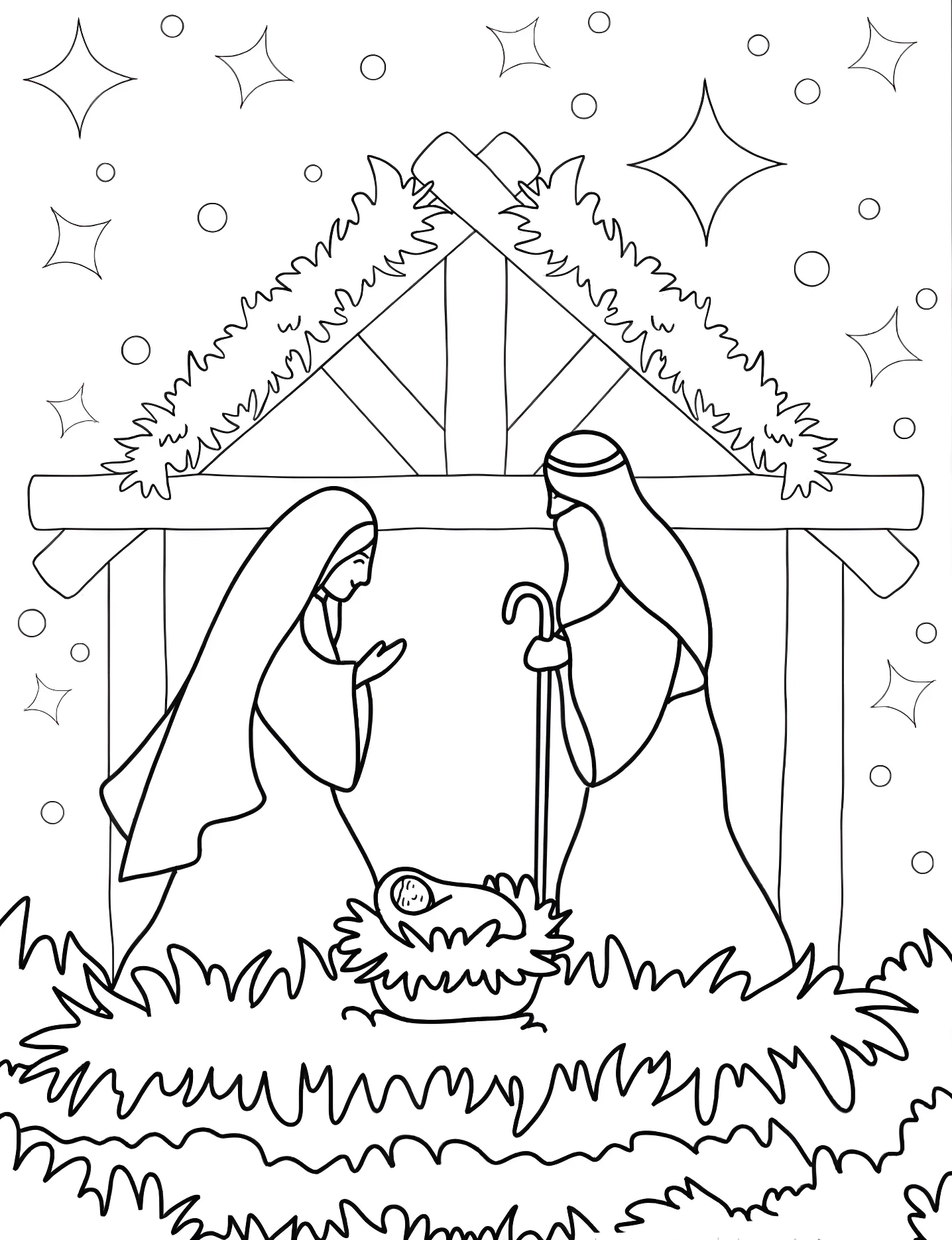 Рождение Христа №6447. Раскраски для девочек по категориям. Рождество (Christmas).