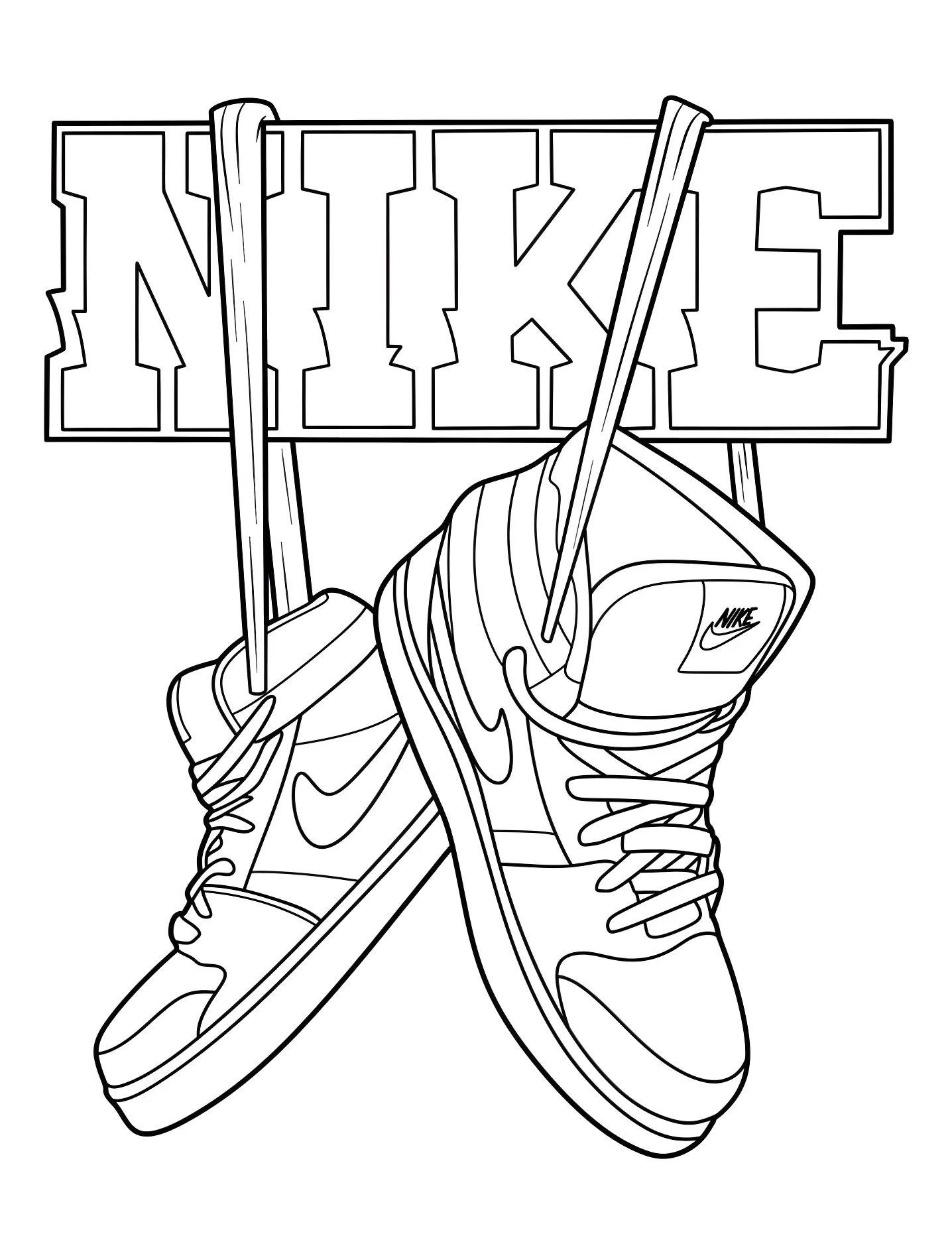 Крутые кроссовки Nike для творчества №9053. Раскраски для девочек по категориям. Найк (Nike).