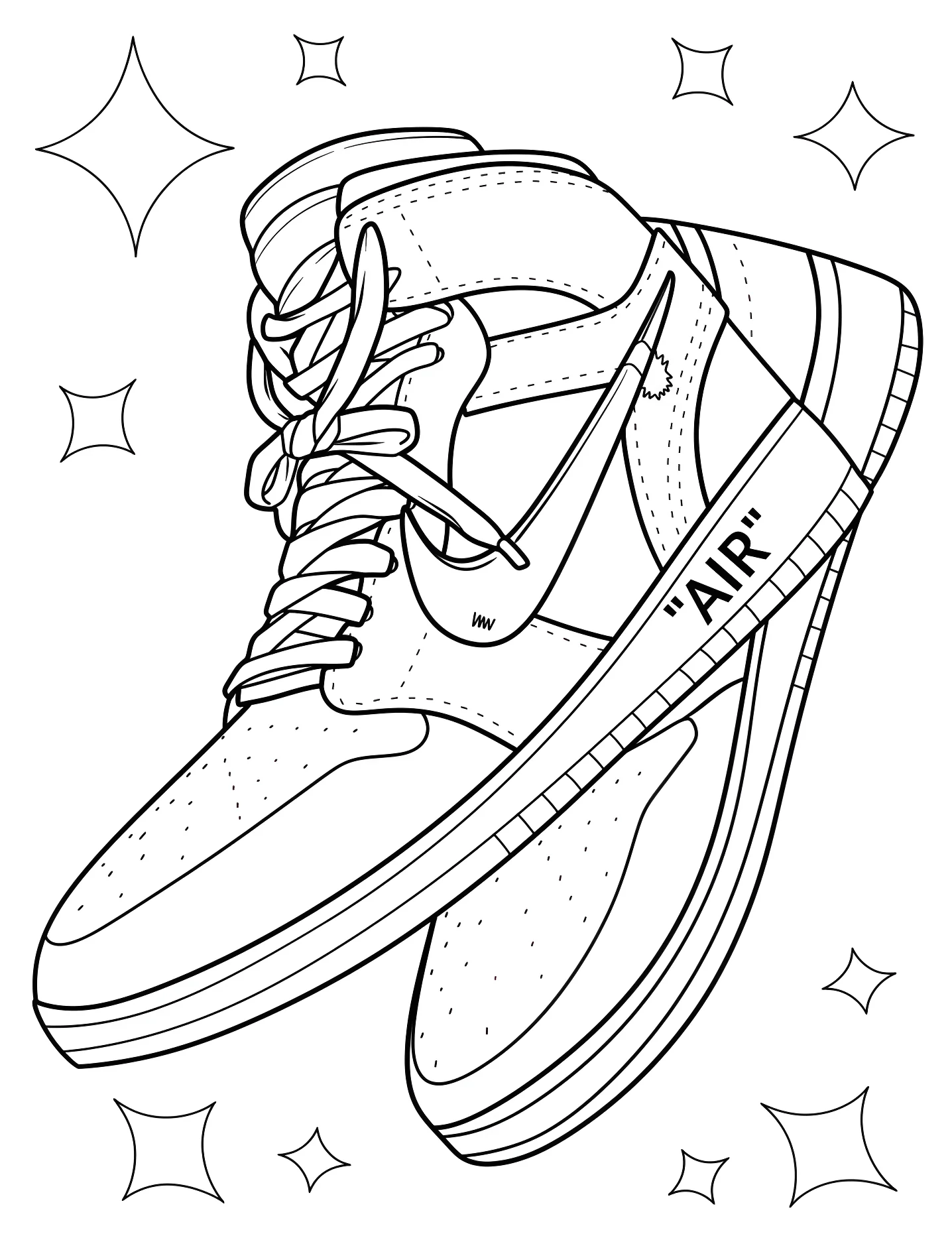 Крутые кроссовки Nike №9054. Раскраски для девочек по категориям. Найк (Nike).
