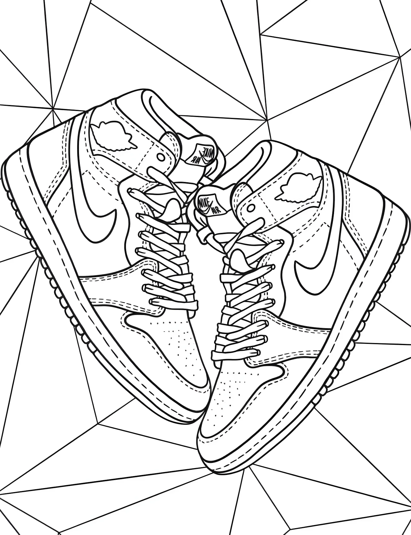 Крутые кроссовки Nike №9908. Раскраски для девочек по категориям. Обувь (Shoe).
