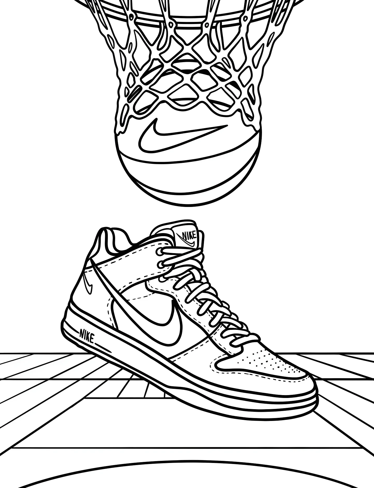 Кеды Nike Air Jordans №9055. Раскраски для девочек по категориям. Найк (Nike).