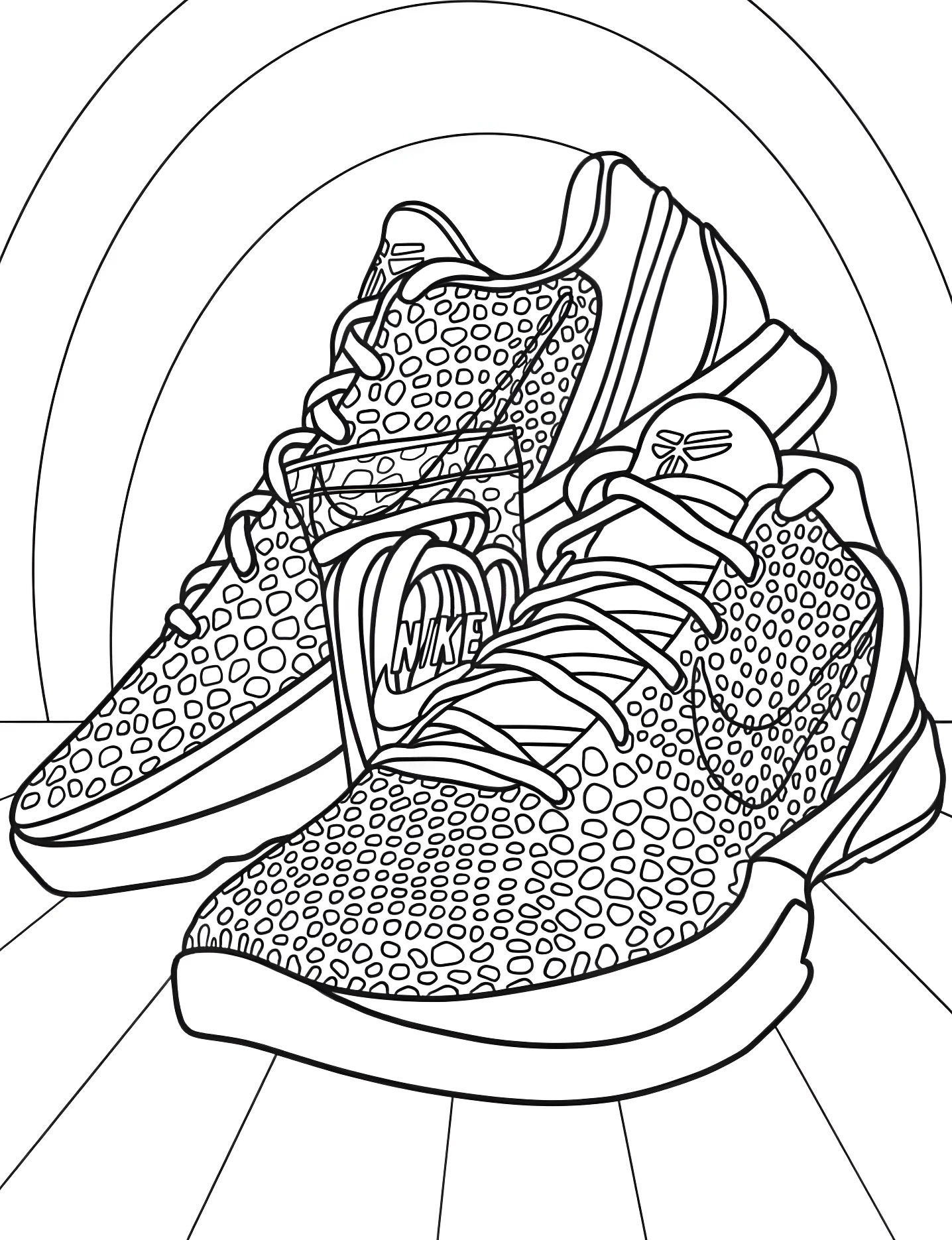 Спортивные кроссовки Nike №9909. Раскраски для девочек по категориям. Обувь (Shoe).