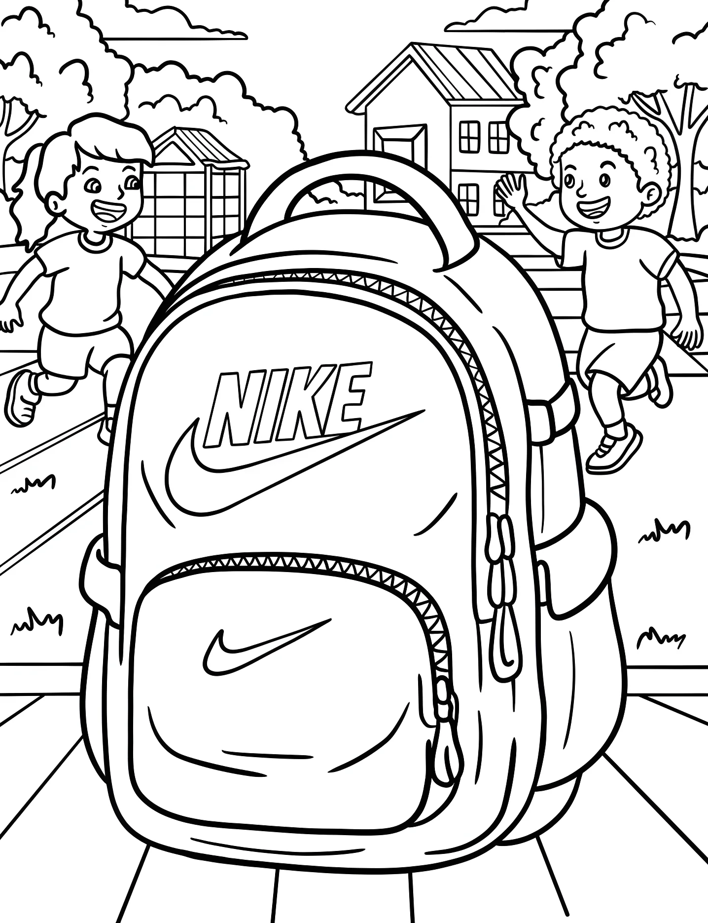 Школьный рюкзак Nike №9061. Раскраски для девочек по категориям. Найк (Nike).