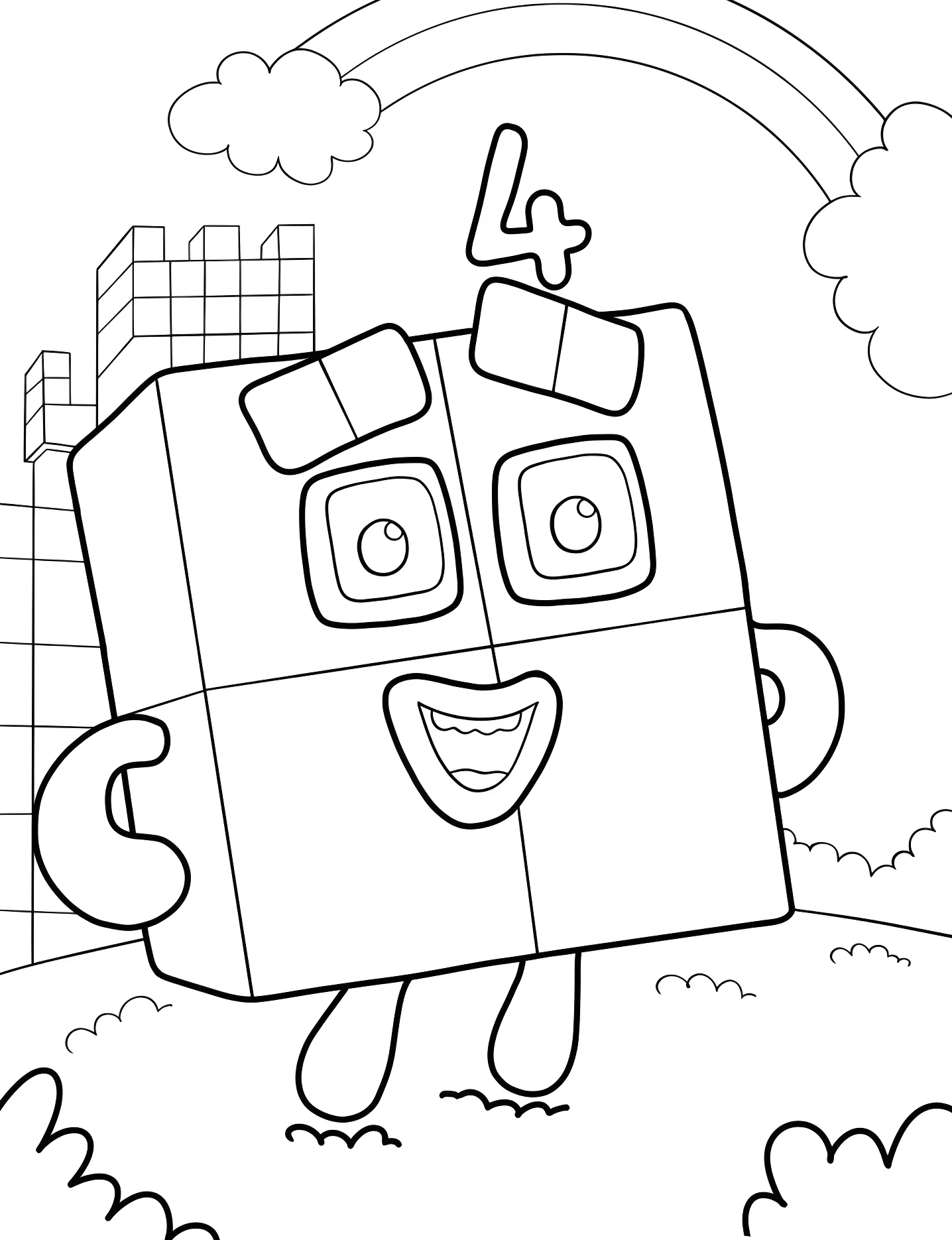 Веселый Numberblock №9116. Раскраски для девочек по категориям. Нумерблоки (Numberblocks).
