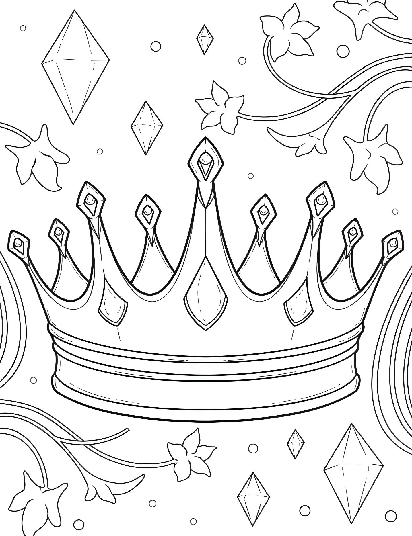Корона в стиле ретро №6661. Раскраски для девочек по категориям. Корона (Crown).
