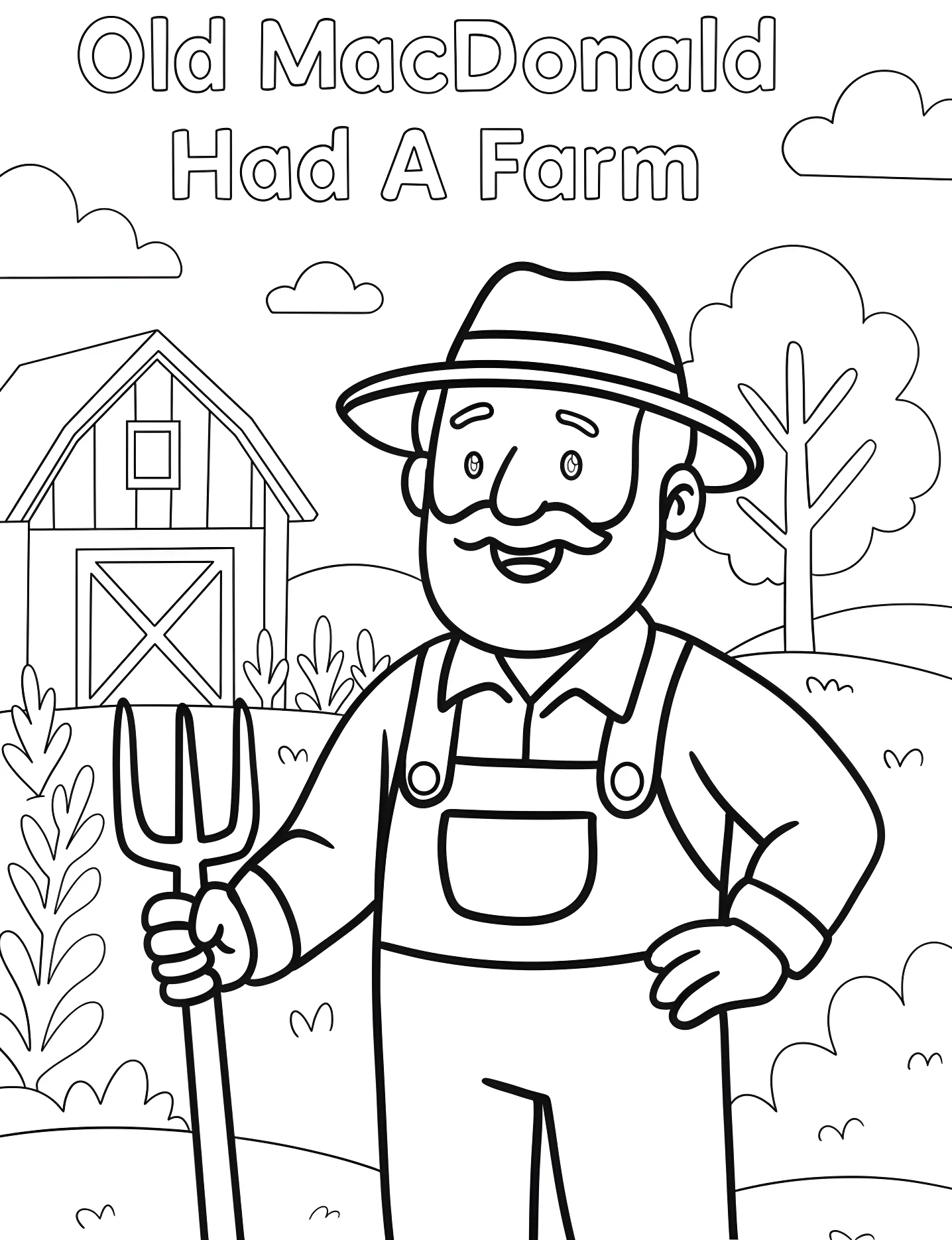 Фермер с вилами №7493. Раскраски для девочек по категориям. Ферма (Farm).