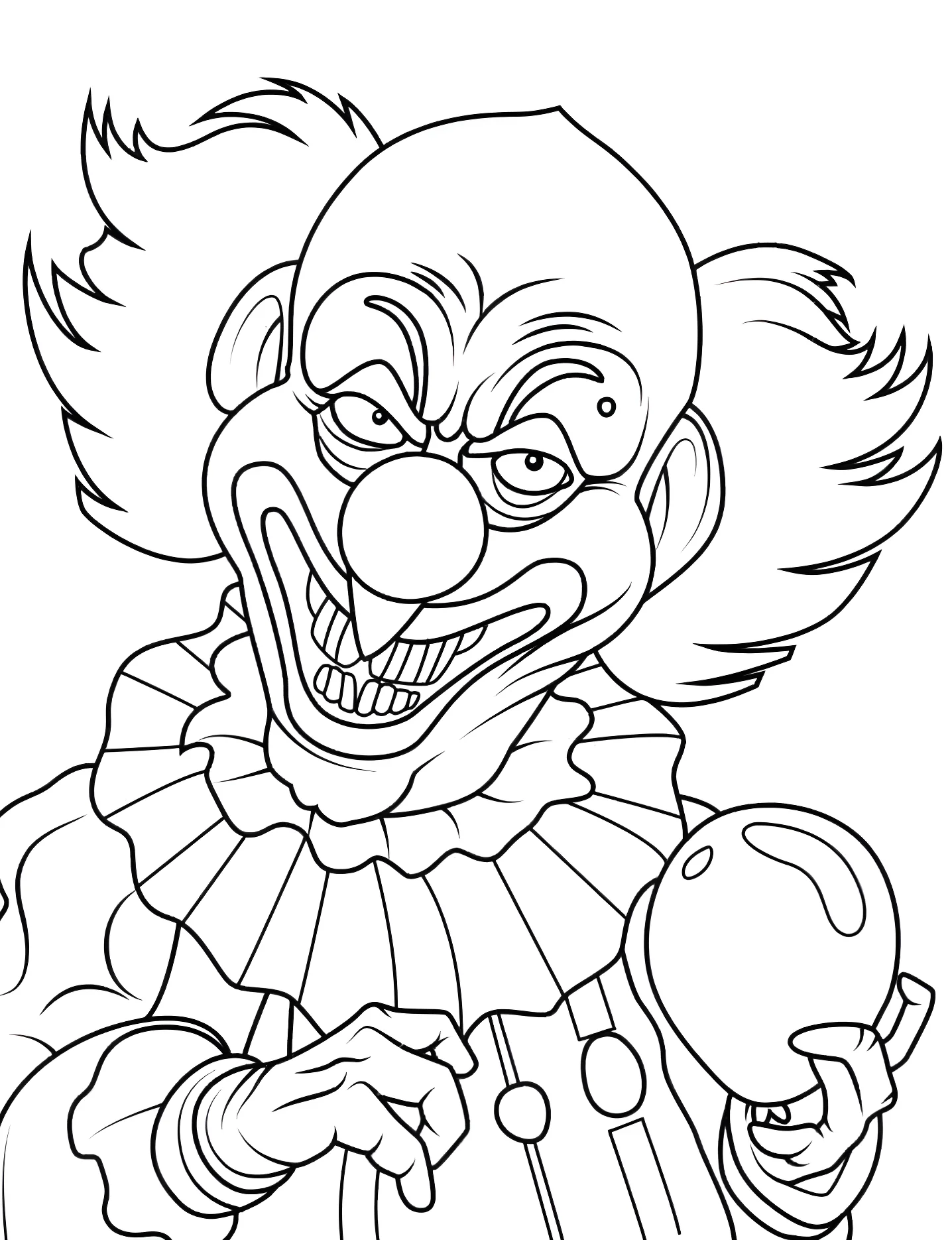 Жуткий клоун №6532. Раскраски для девочек по категориям. Клоун (Clown).