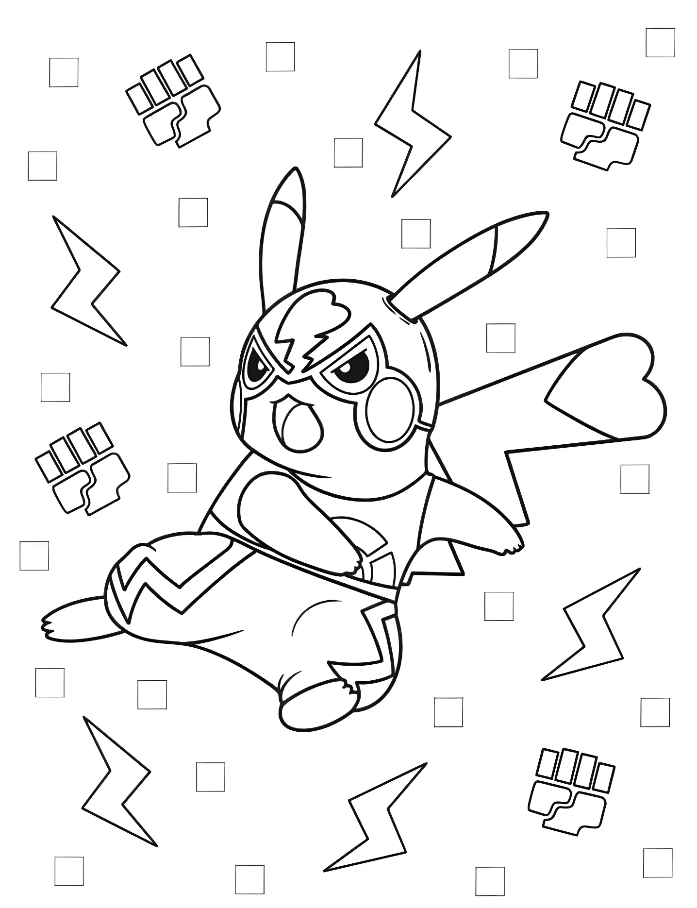 Забавный Пикачу №9320. Раскраски для девочек по категориям. Пикачу (Pikachu).