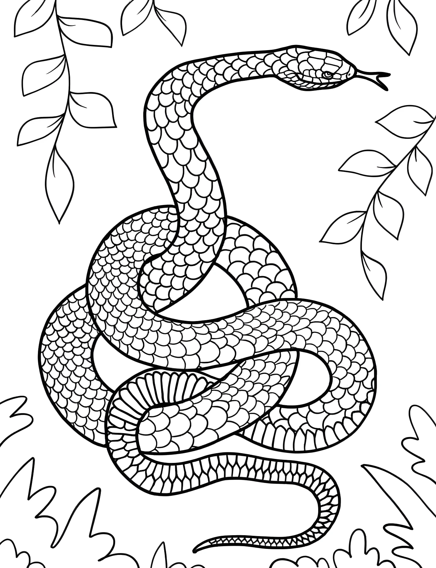 Красивая змея №9979. Раскраски для девочек по категориям. Змея (Snake).