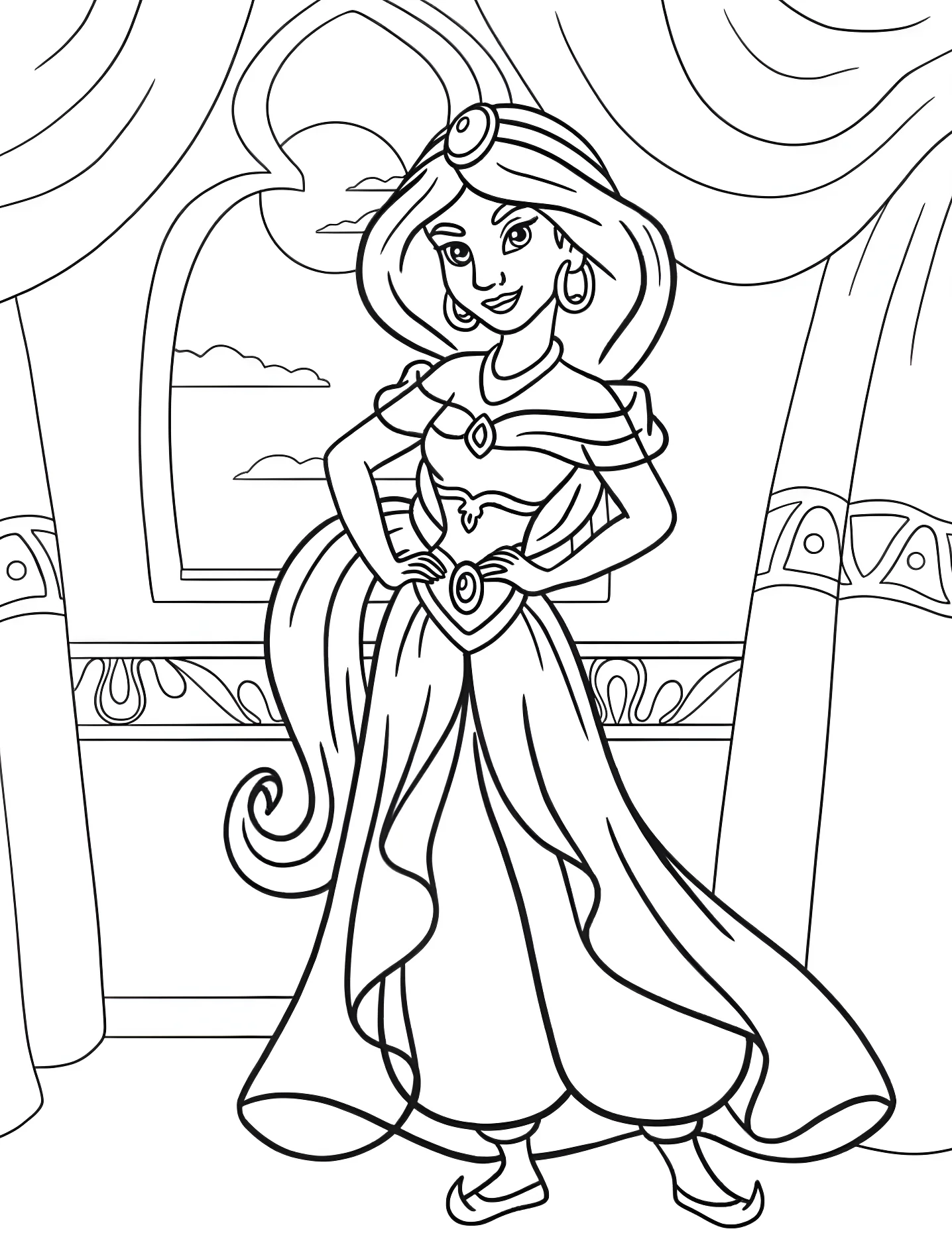 Принцесса Жасмин №5346. Раскраски для девочек по категориям. Аладдин (Aladdin).