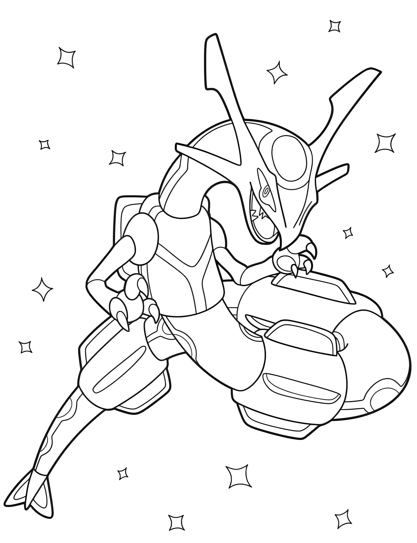 Покемон Rayquaza в боевой позе №9532. Раскраски для девочек по категориям. Покемон (Pokemon).