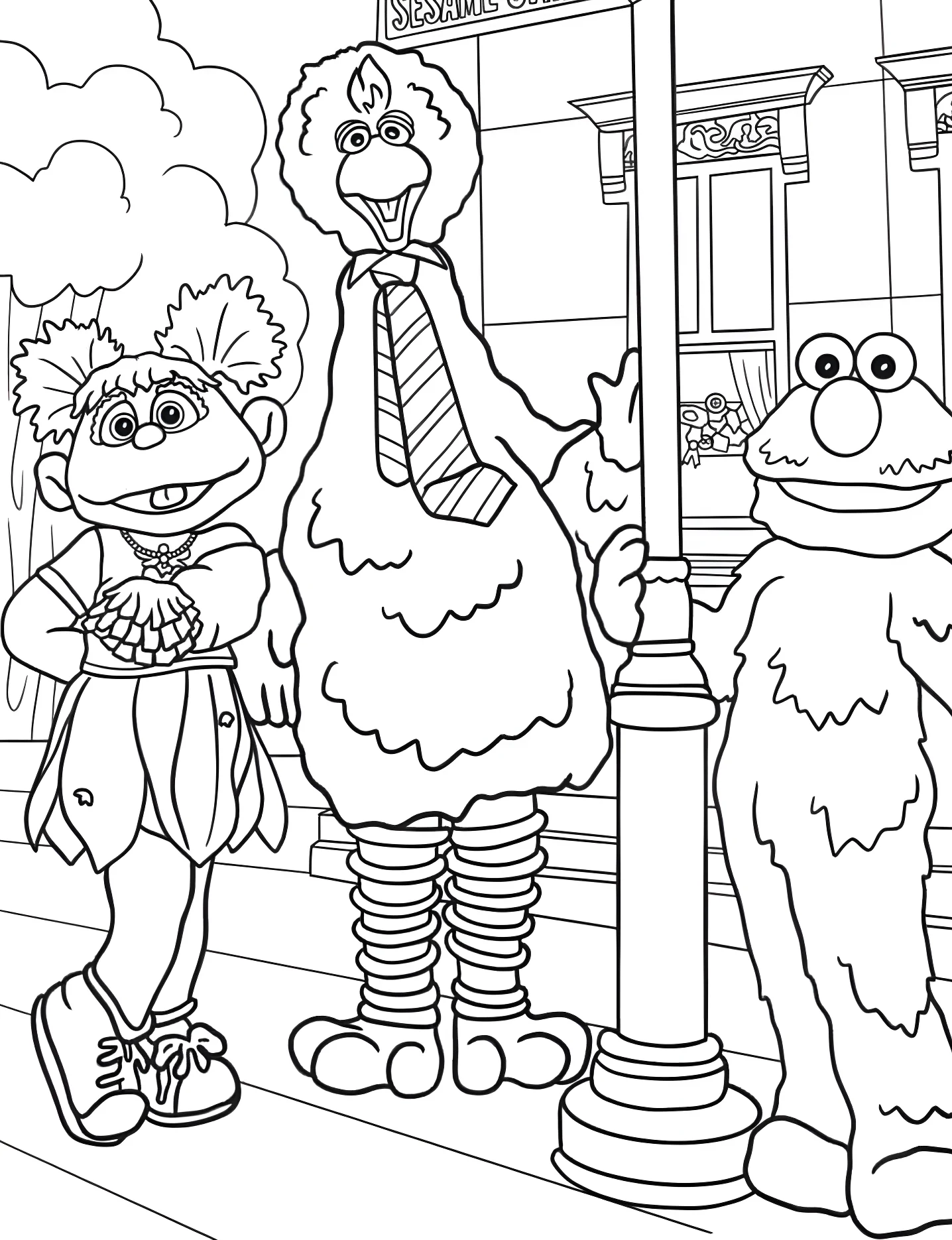 Веселые друзья из Sesame Street №9849. Раскраски для девочек по категориям. Улица Сезам (Sesame Street).