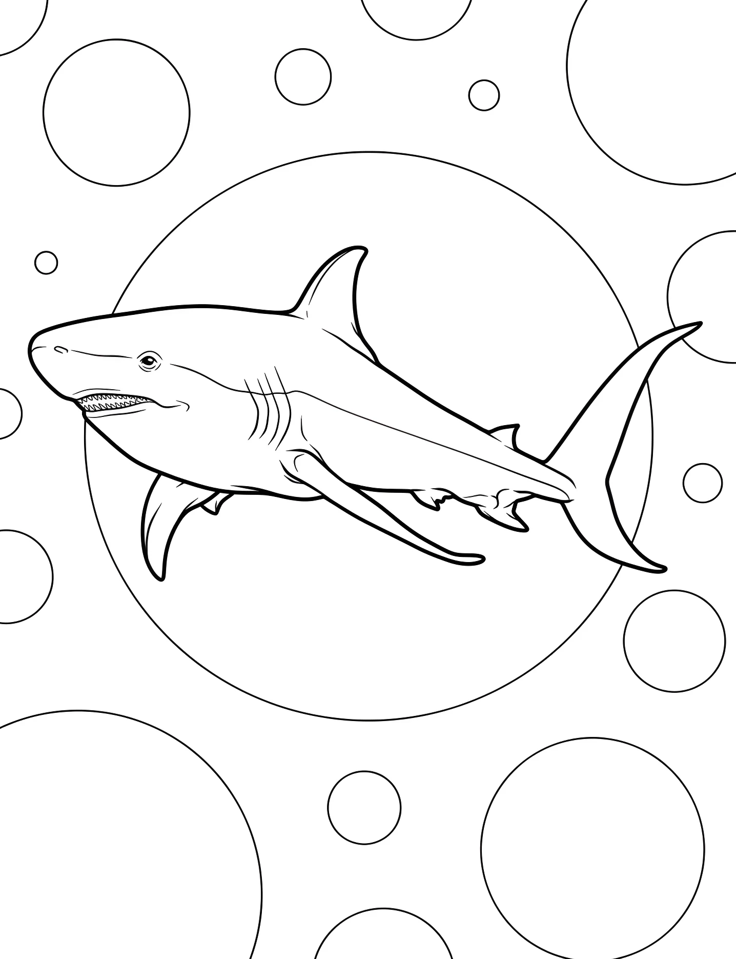 Большая акула №9877. Раскраски для девочек по категориям. Акула (Shark).