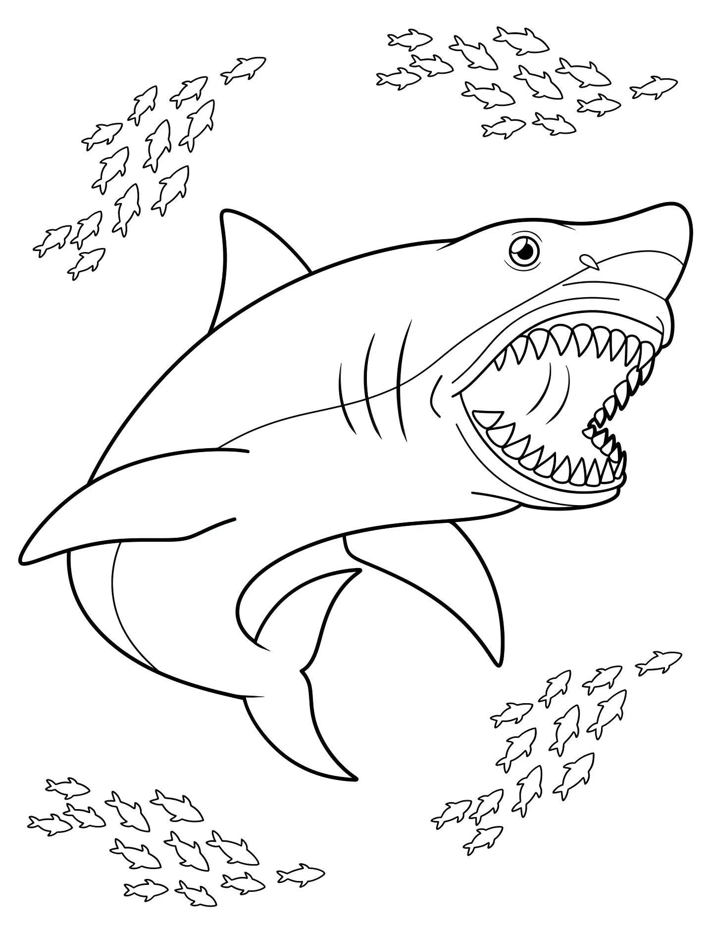 Милый акула №9878. Раскраски для девочек по категориям. Акула (Shark).