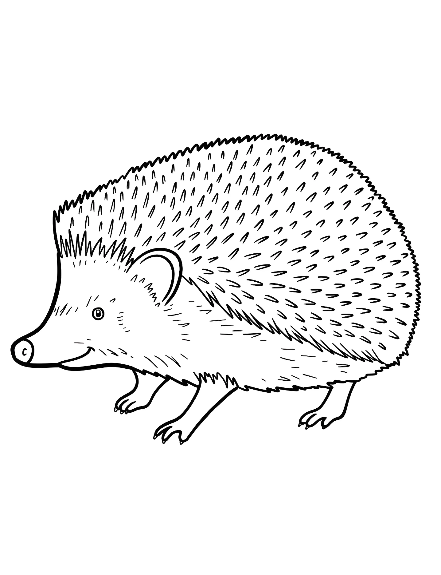 Милый еж в профиль №8169. Раскраски для девочек по категориям. Ёжик (Hedgehog).