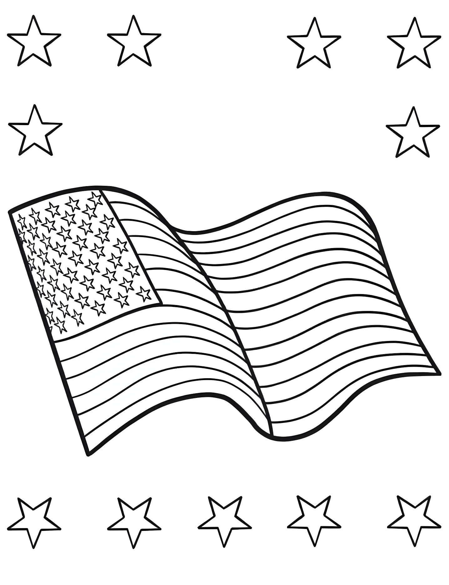 Флаг Америки №5375. Раскраски для девочек по категориям. Американский флаг (American Flag).