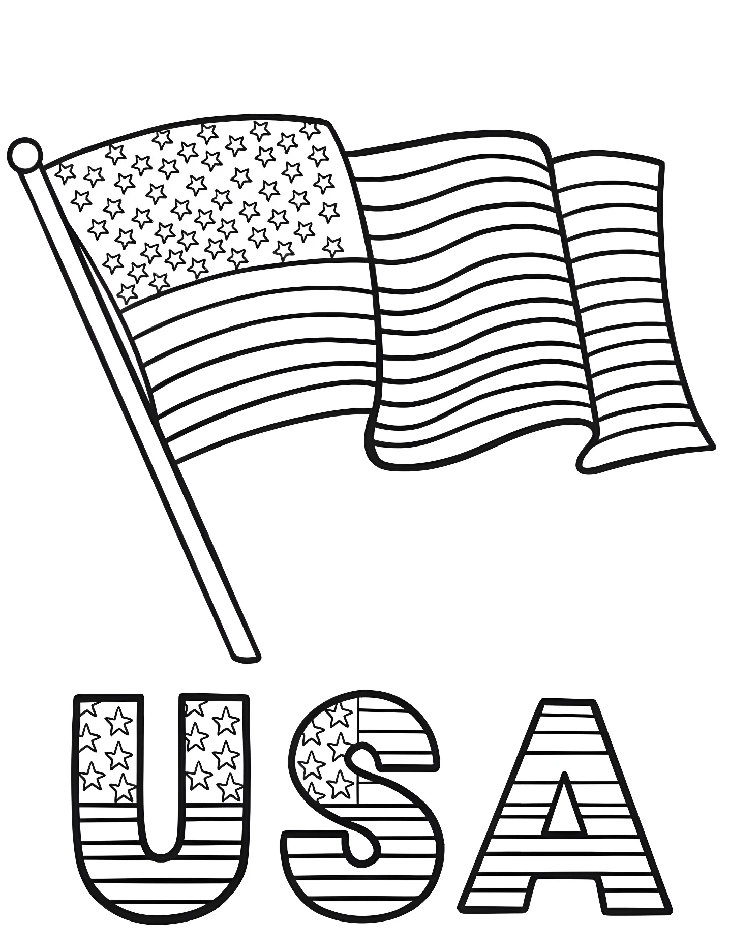 Флаг США №5376. Раскраски для девочек по категориям. Американский флаг (American Flag).