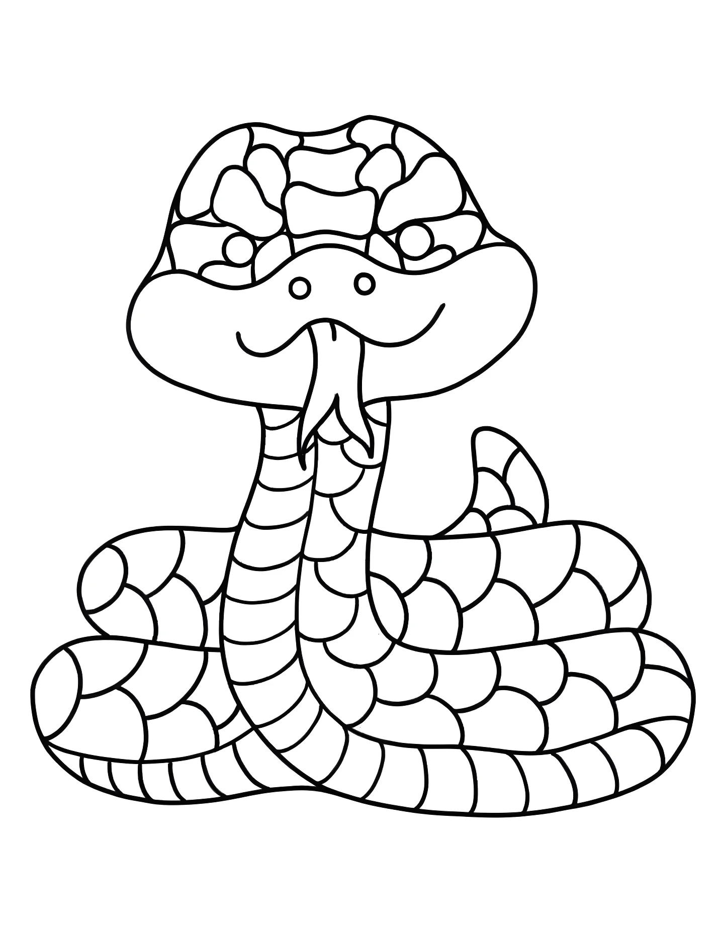 Милая змейка №9984. Раскраски для девочек по категориям. Змея (Snake).