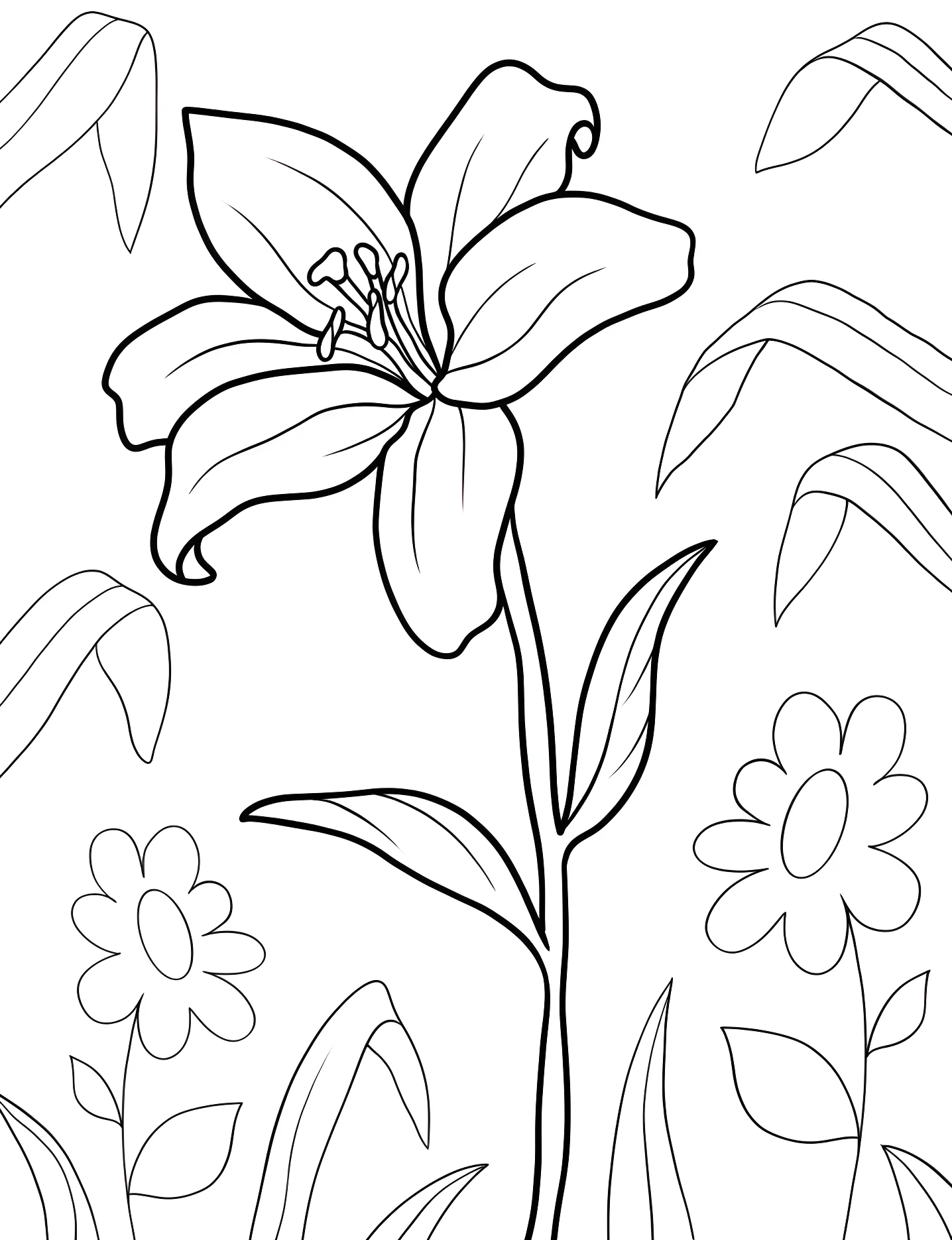 Красивая лилия №7607. Раскраски для девочек по категориям. Цветы (Flower).