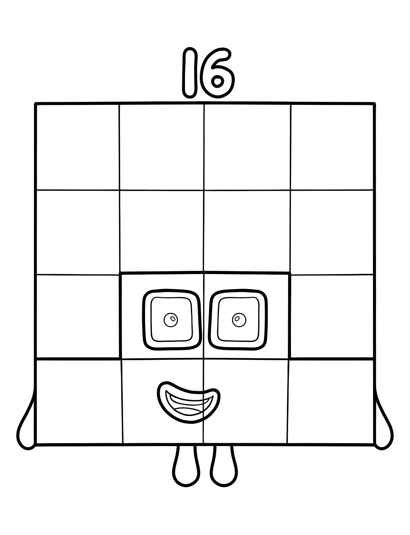 Веселый персонаж Numberblocks №9123. Раскраски для девочек по категориям. Нумерблоки (Numberblocks).
