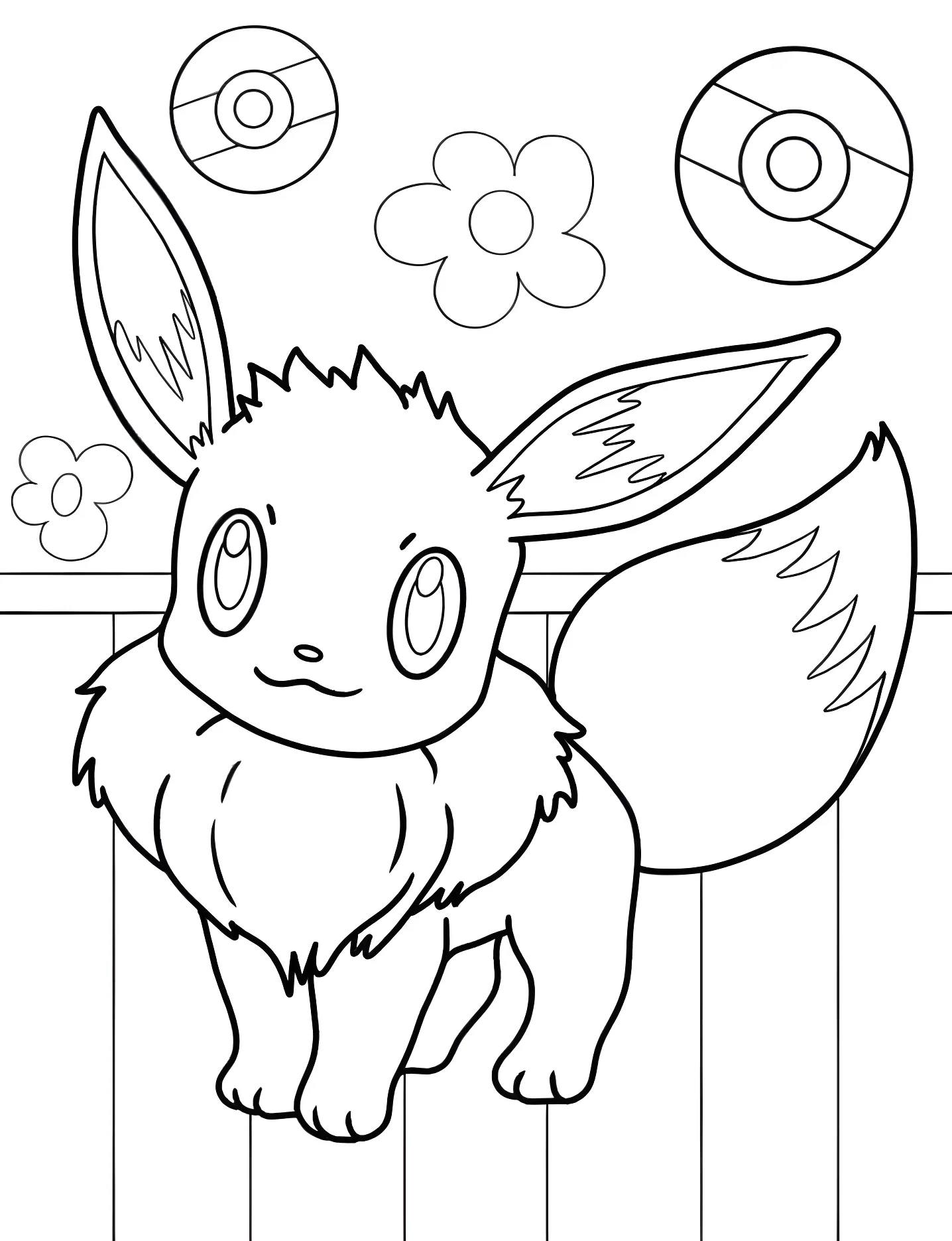 Веселый Eevee №7213. Раскраски для девочек по категориям. Иви (Eevee).
