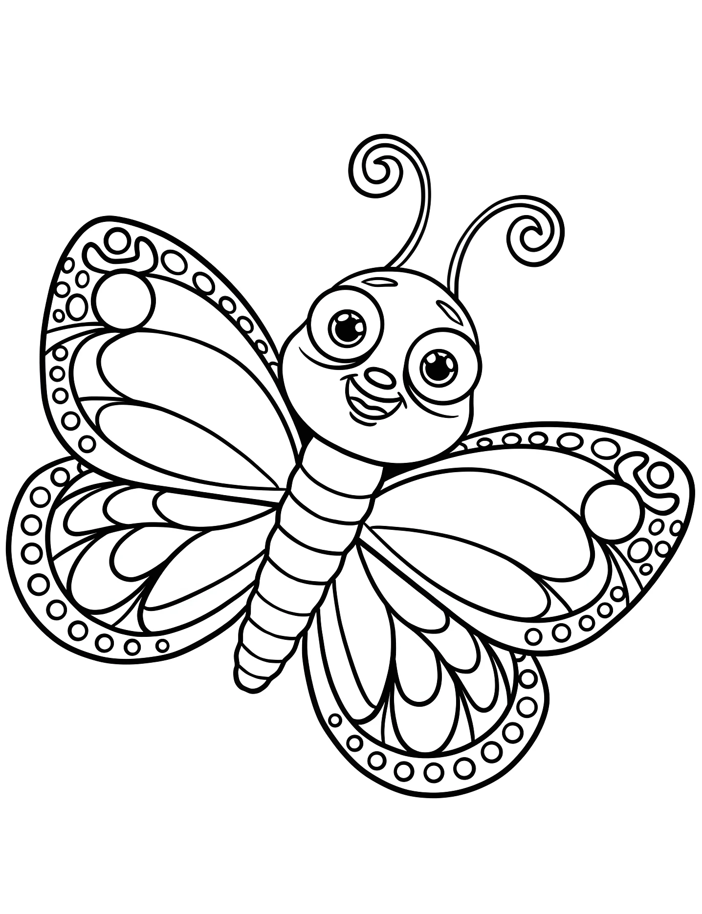 Милая бабочка №5968. Раскраски для девочек по категориям. Бабочки (Butterfly).