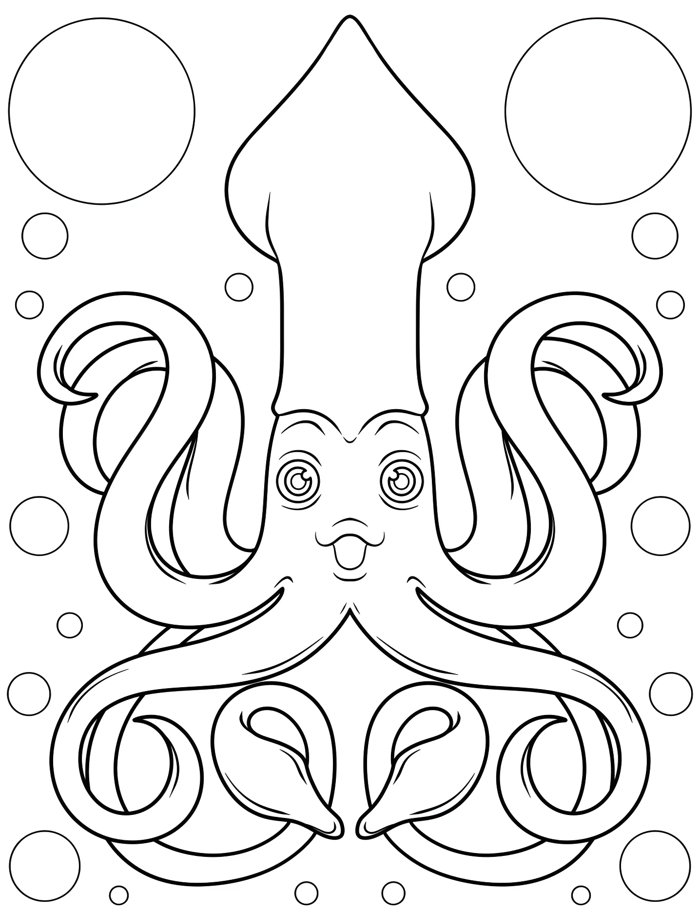 Веселый осьминог №9173. Раскраски для девочек по категориям. Осьминог (Octopus).