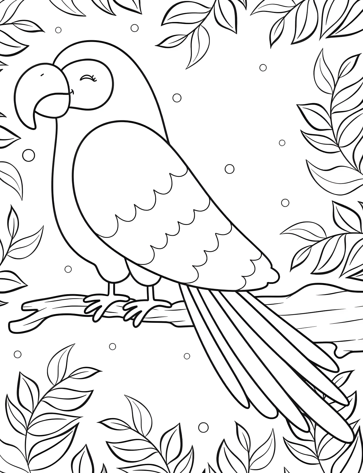 Милый попугайчик №9249. Раскраски для девочек по категориям. Попугай (Parrot).