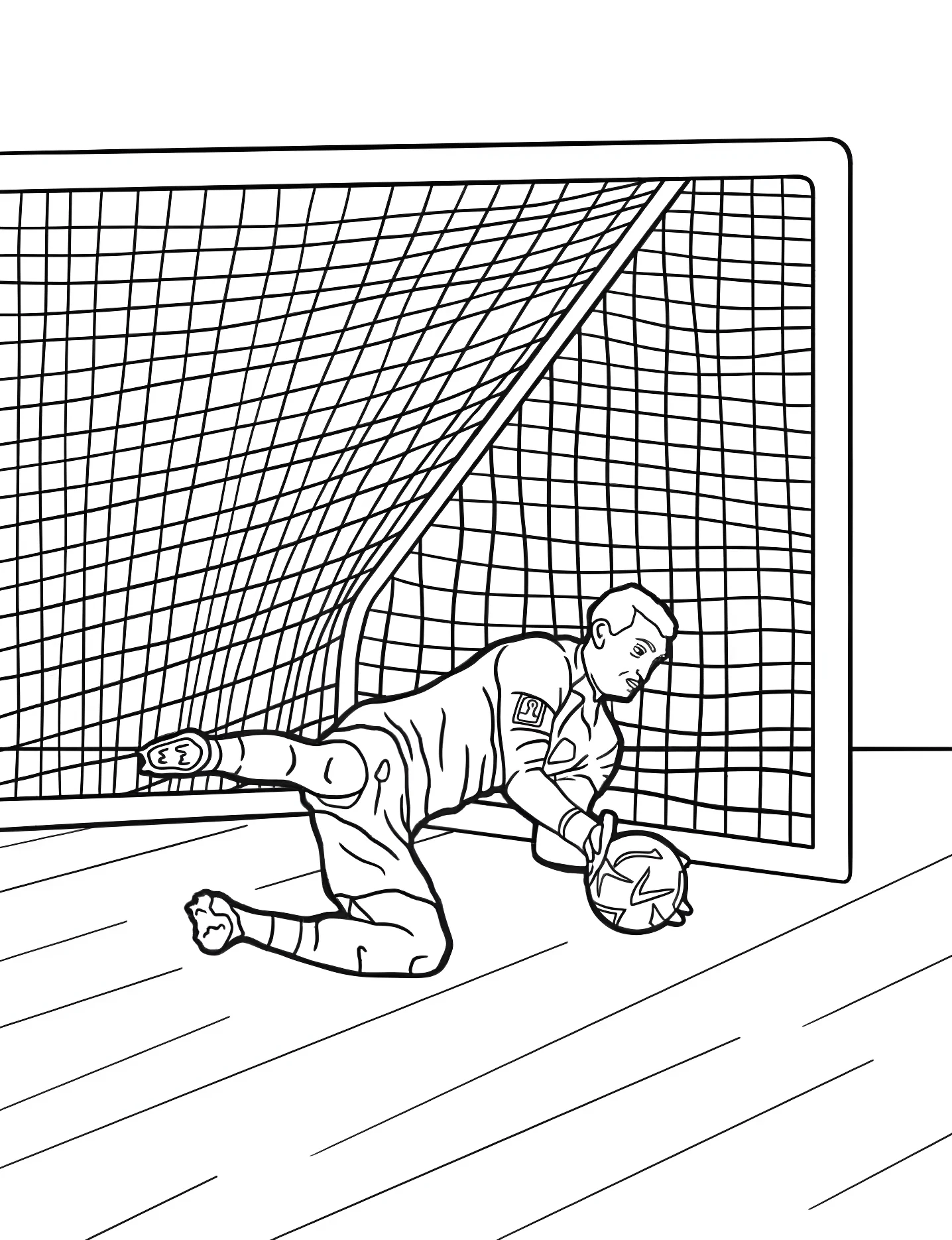 Вратарский прыжок №10012. Раскраски для девочек по категориям. Футбол (Soccer).