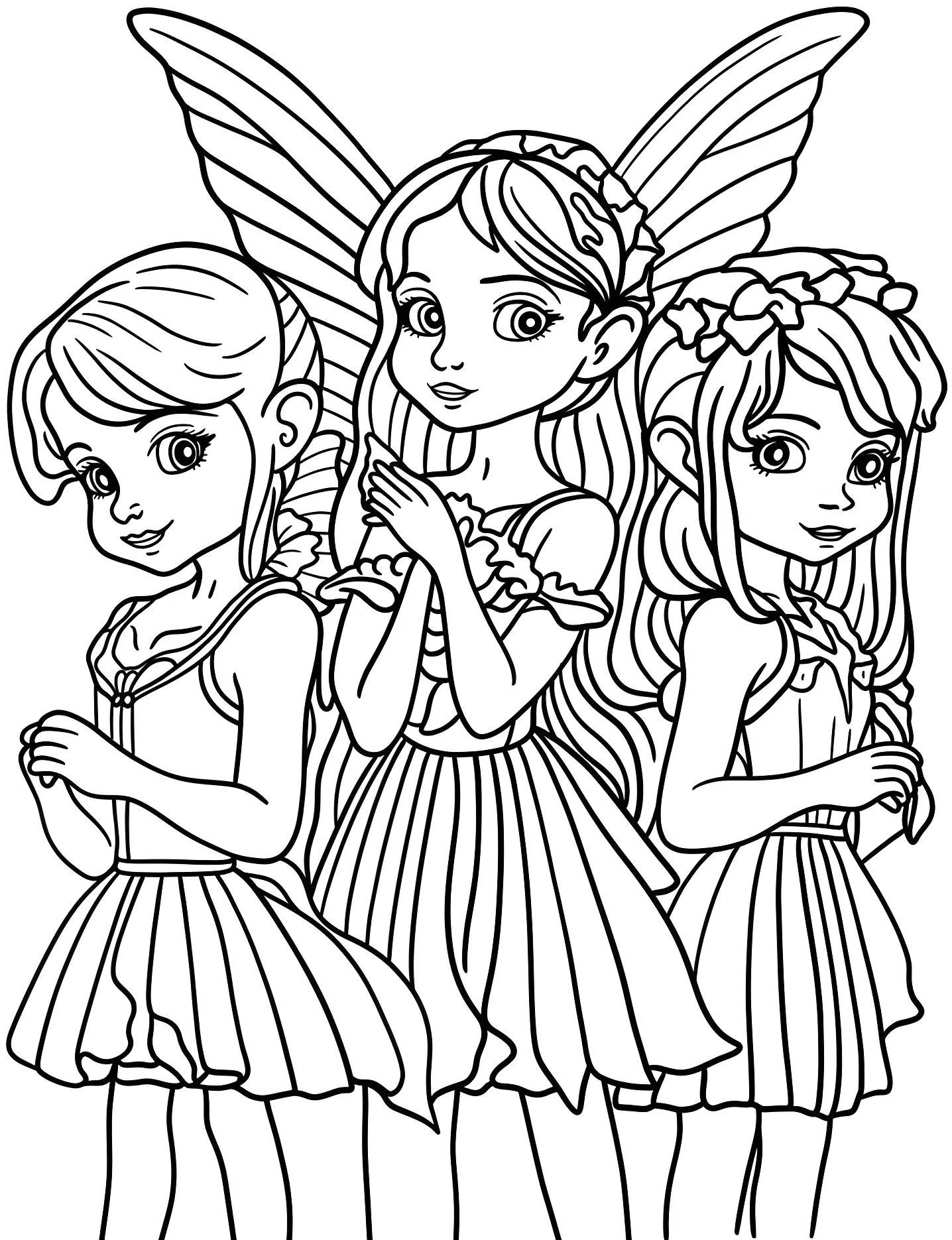 Тро е Феи №7292. Раскраски для девочек по категориям. Фея (Fairy).