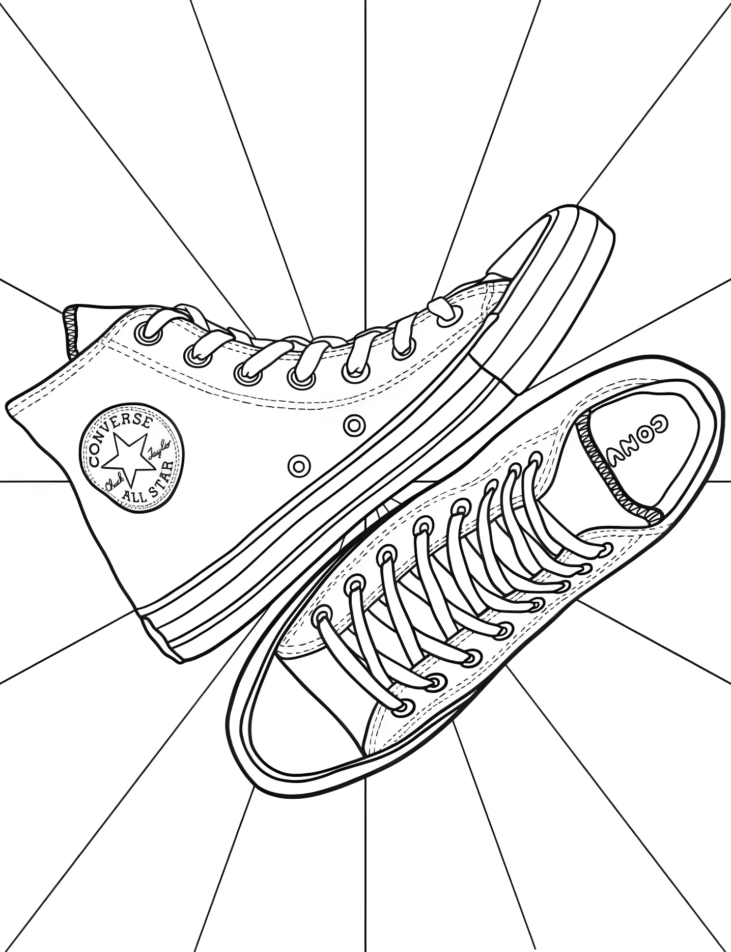 Кеды Converse №9914. Раскраски для девочек по категориям. Обувь (Shoe).