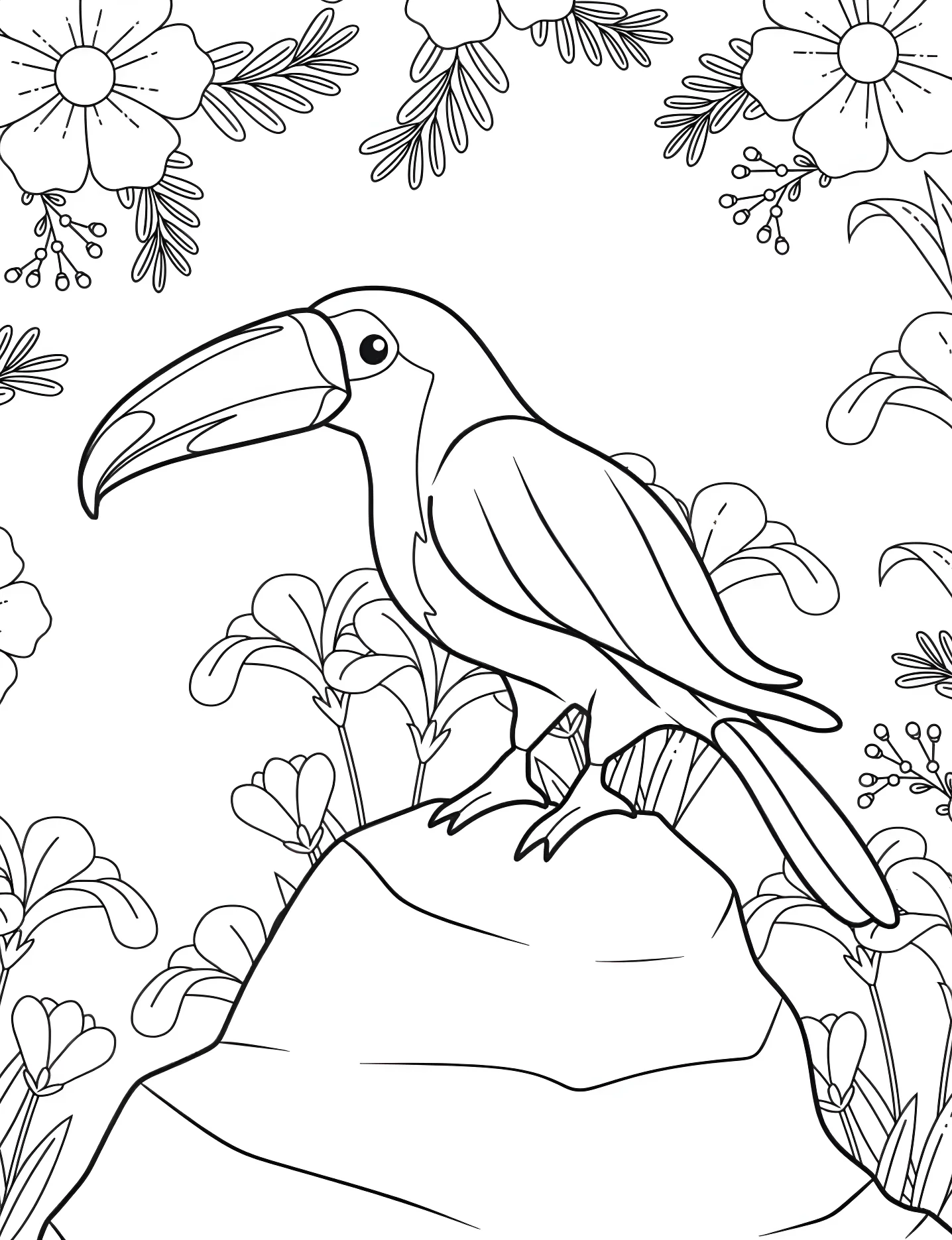 Тропический тукан №9252. Раскраски для девочек по категориям. Попугай (Parrot).