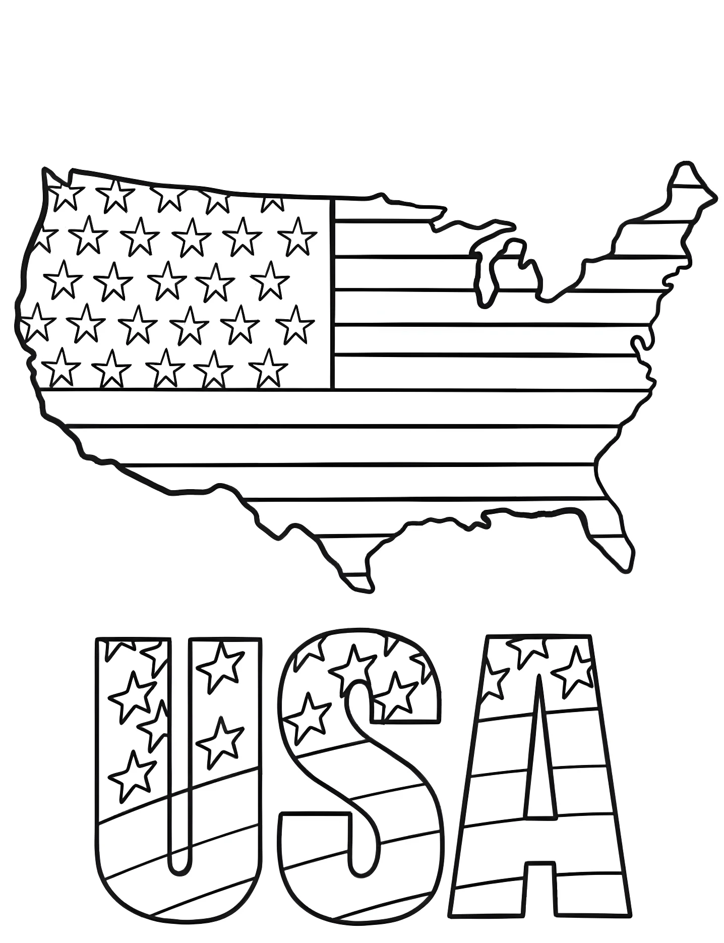 Флаг США в форме континента Северная Америка №5383. Раскраски для девочек по категориям. Американский флаг (American Flag).