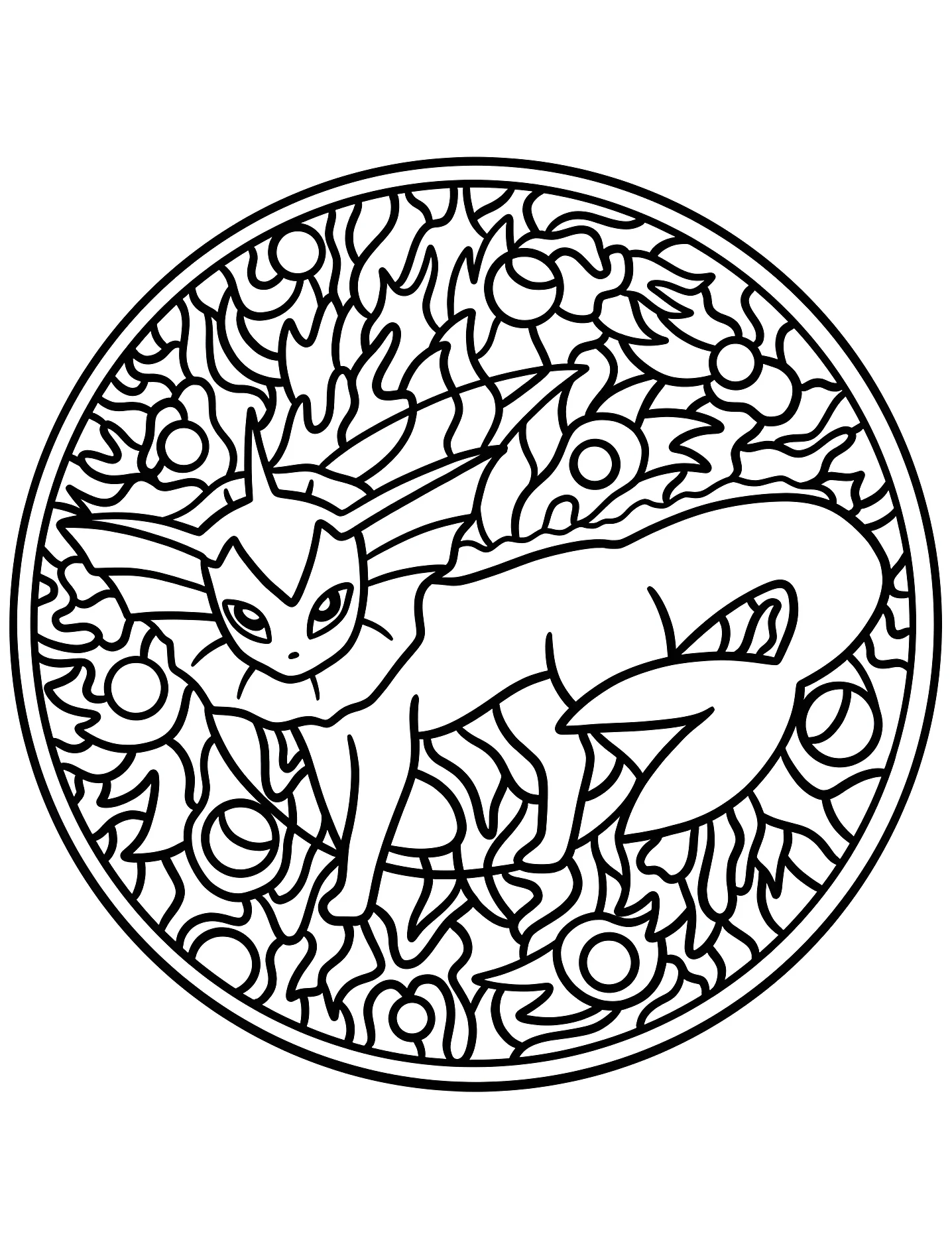 Милый Vaporeon в мандале №9548. Раскраски для девочек по категориям. Покемон (Pokemon).