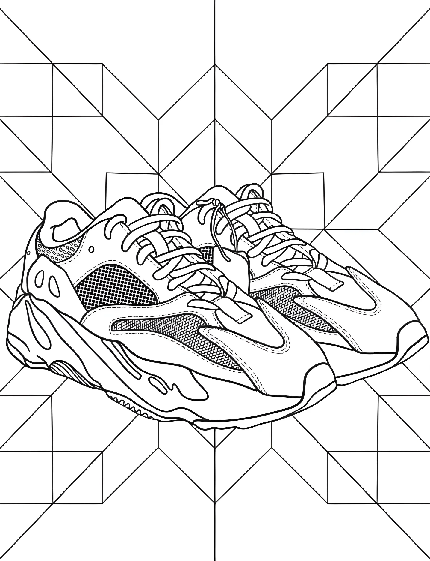 Крутые кроссовки Yeezy №9916. Раскраски для девочек по категориям. Обувь (Shoe).