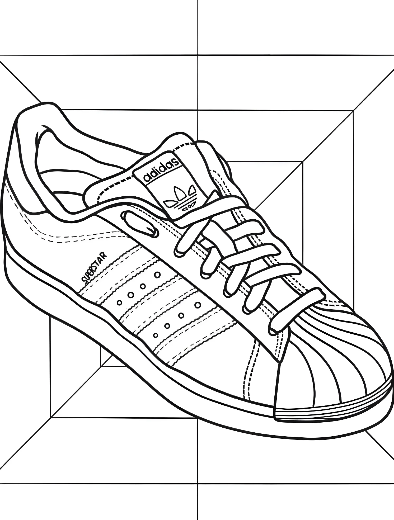 Крутые кроссовки Adidas №7334. Раскраски для мальчиков по категориям. Обувь.