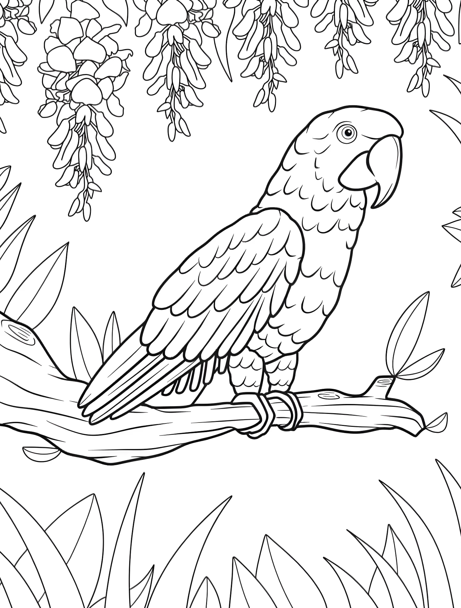 Красивый попугай №6931. Раскраски для мальчиков по категориям. Попугай (Parrot).