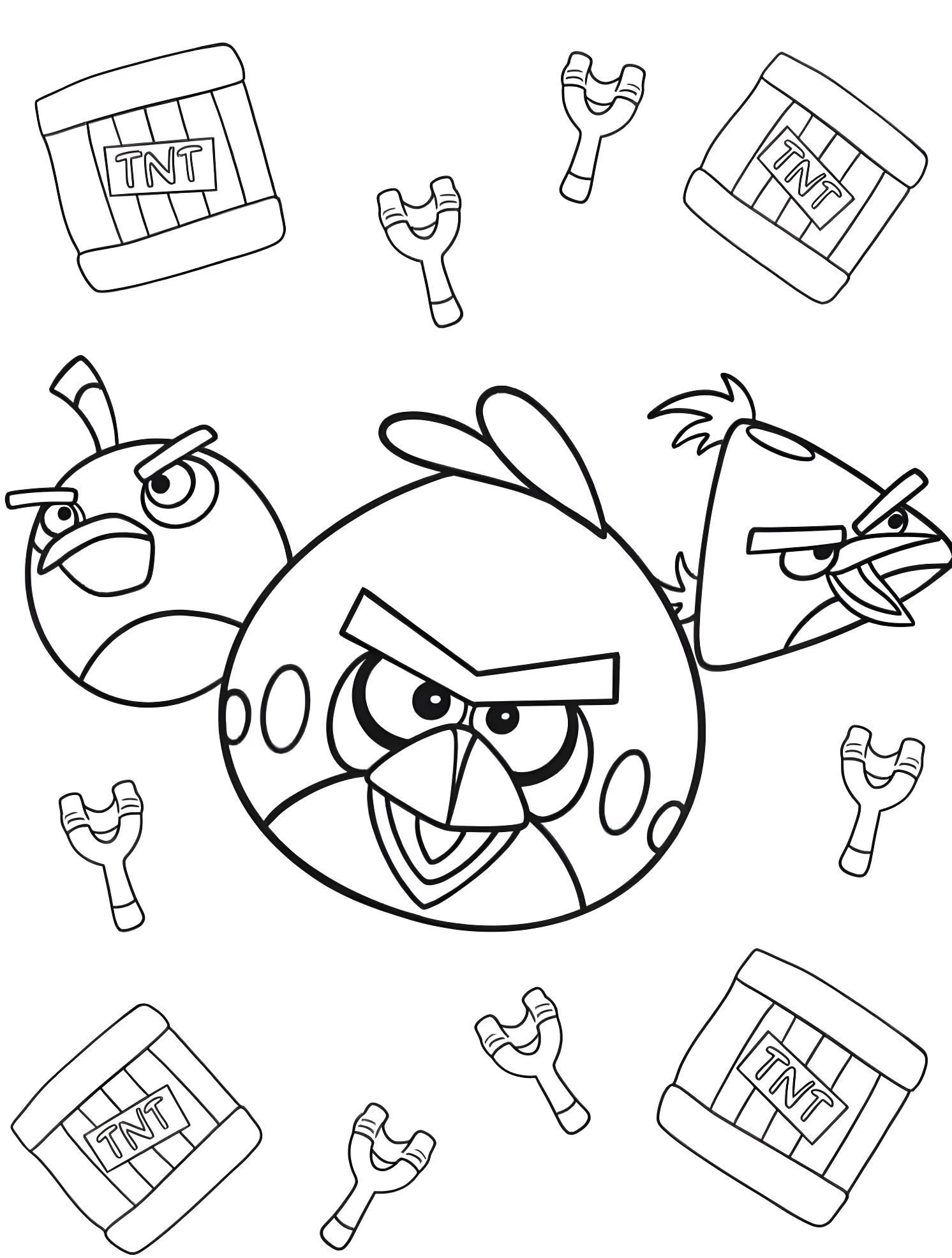 Веселые Angry Birds №4782. Раскраски для мальчиков по категориям. Angry Birds.