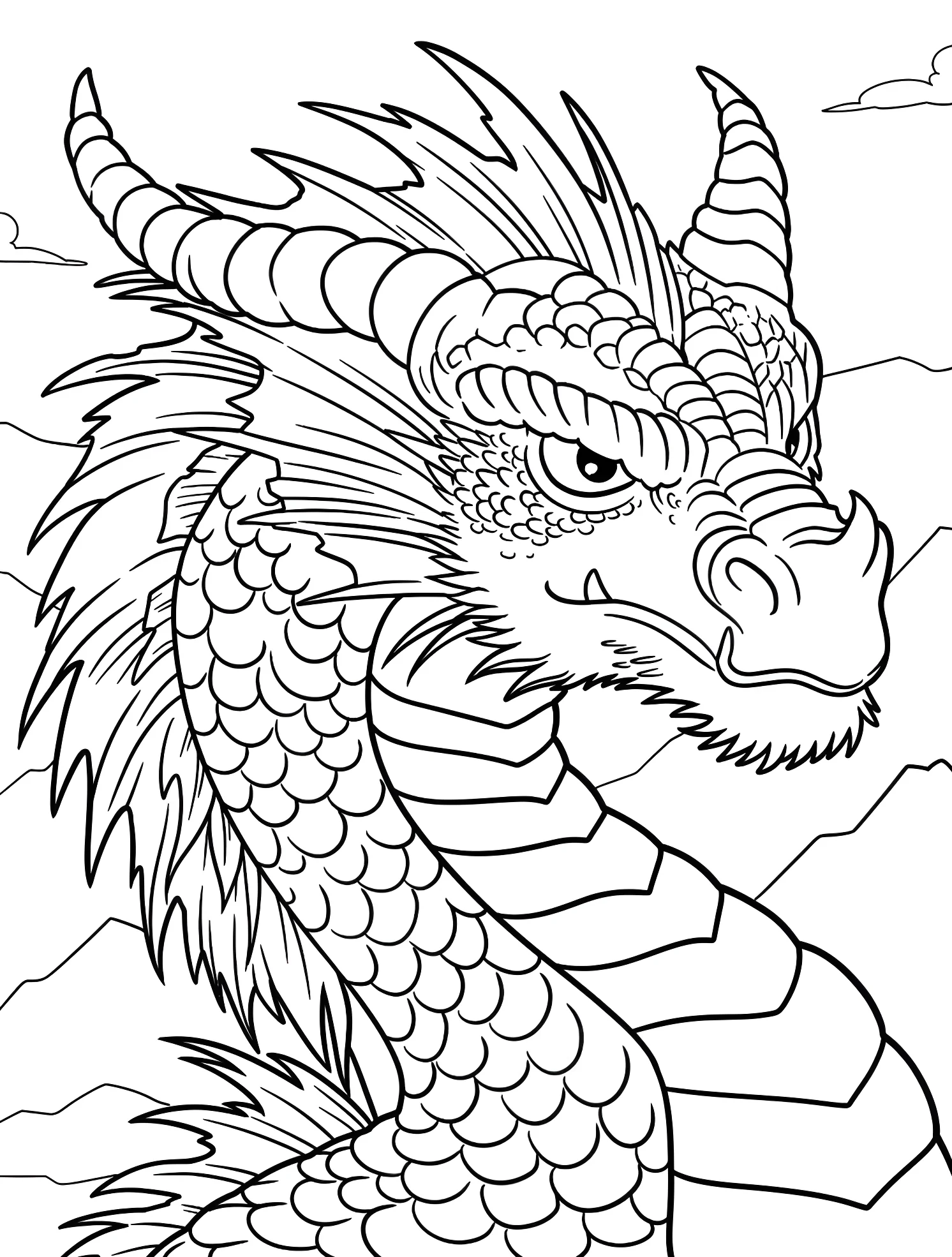 Гневный дракон №5661. Раскраски для мальчиков по категориям. Дракон (Dragon).